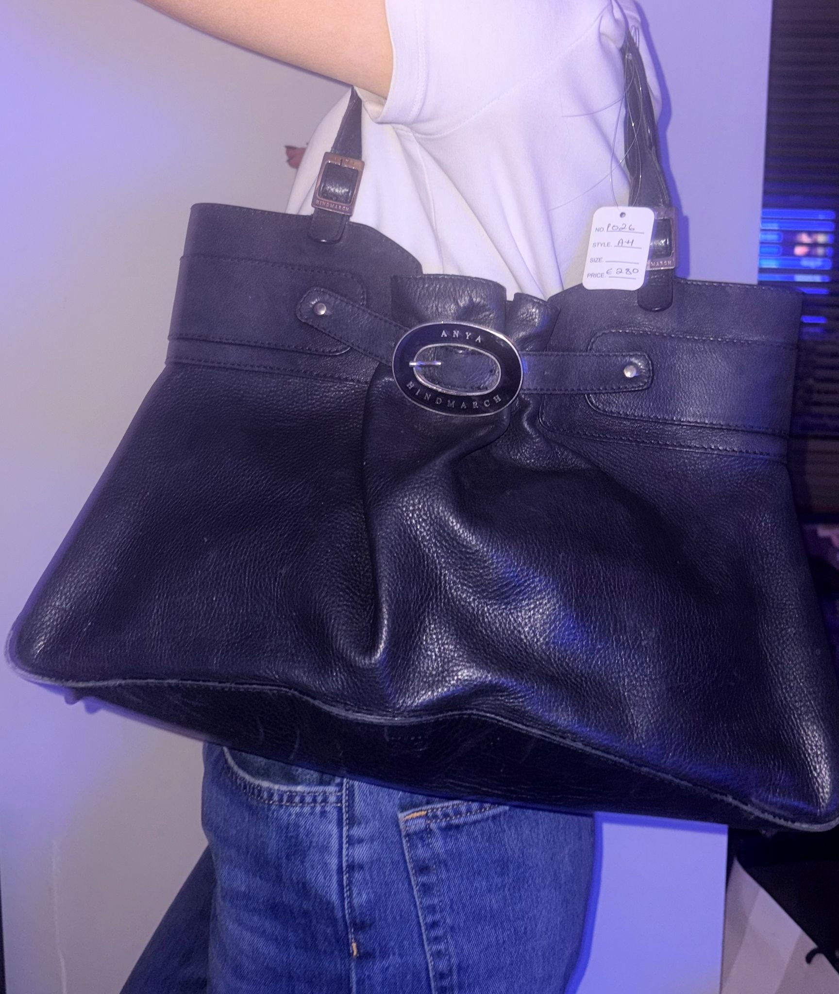 Anya Hindmarch Black Leather Tote