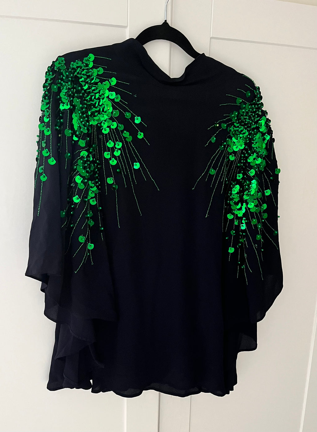 Psophia Navy Green Sequin Top Size M