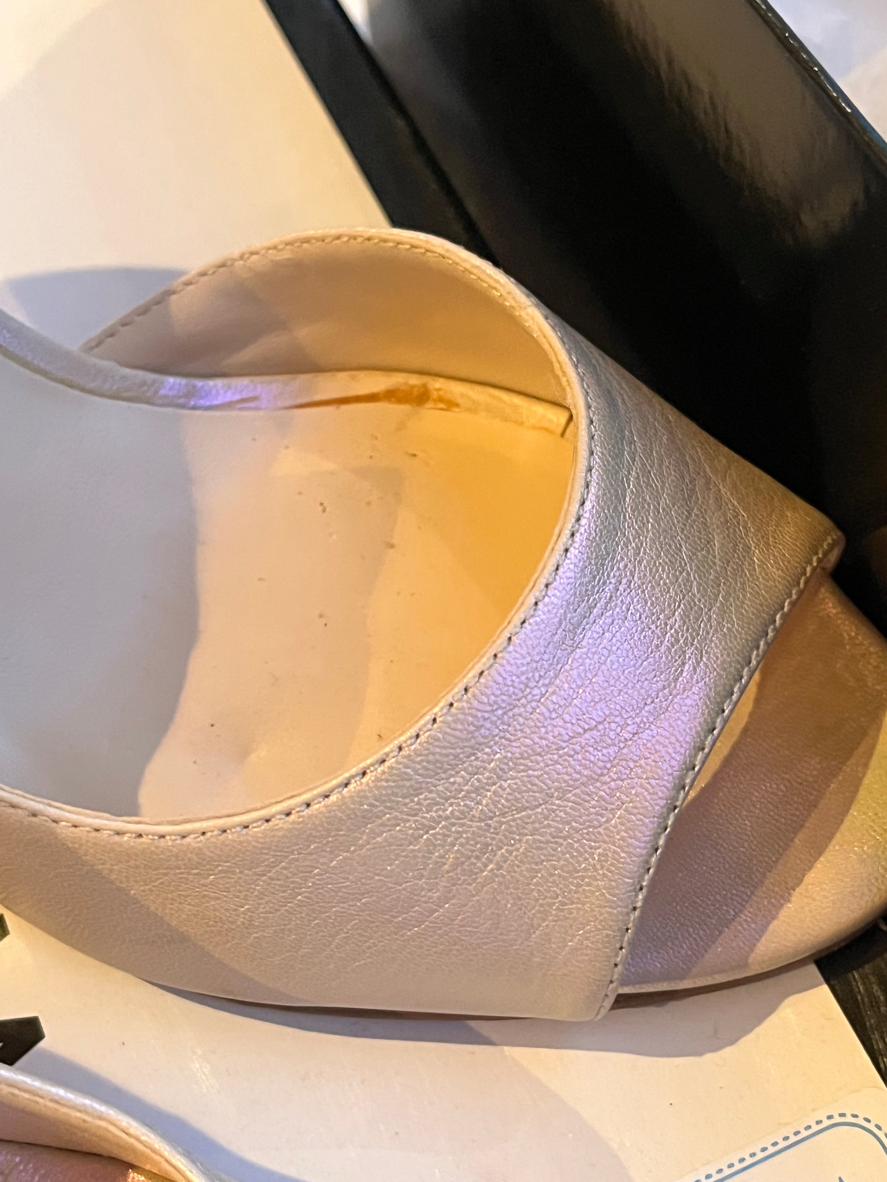 Nine West Pearlescent Peeptoe Shoes Size 36