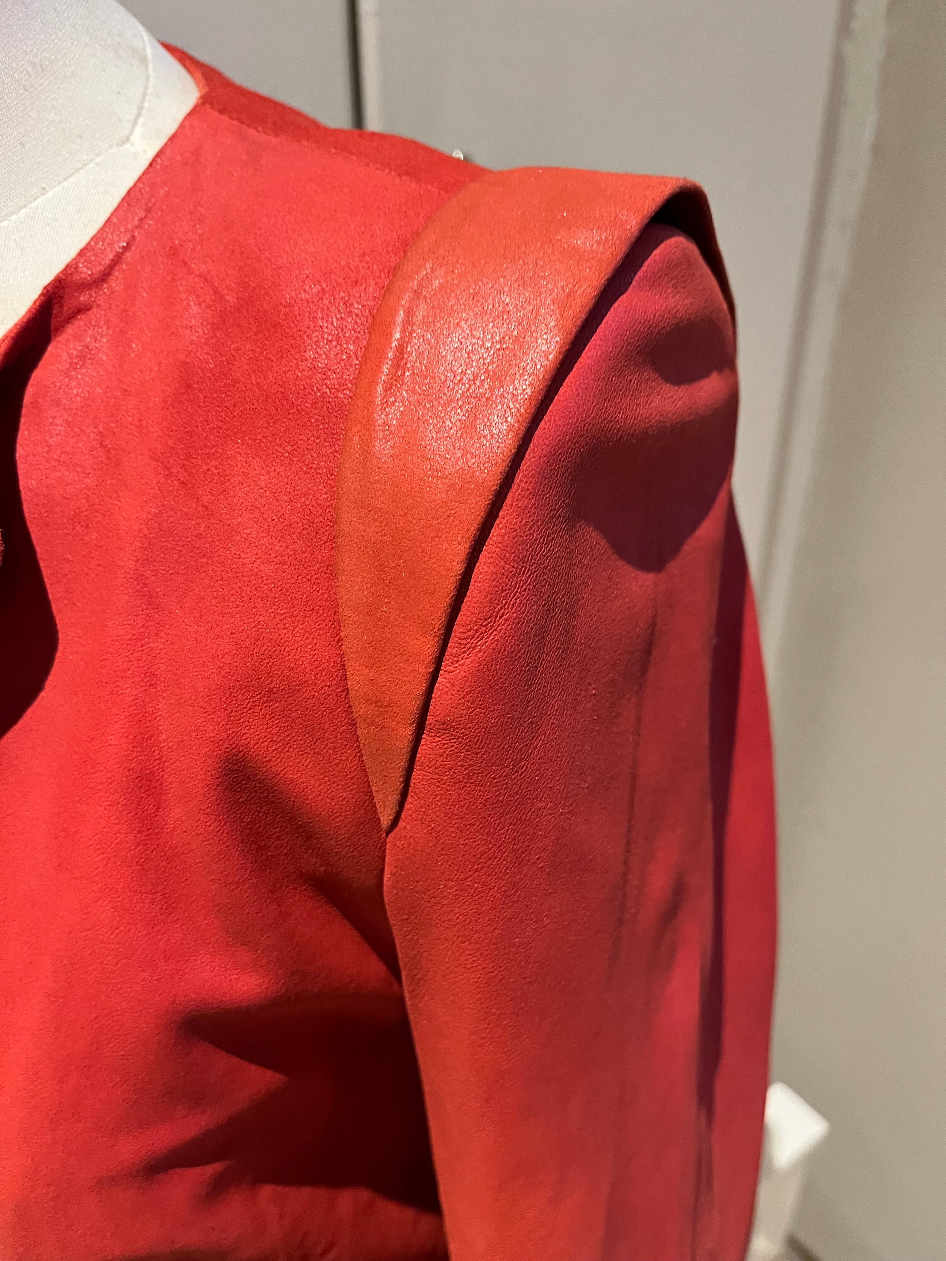 Sandro Red Leather Blazer Size 2