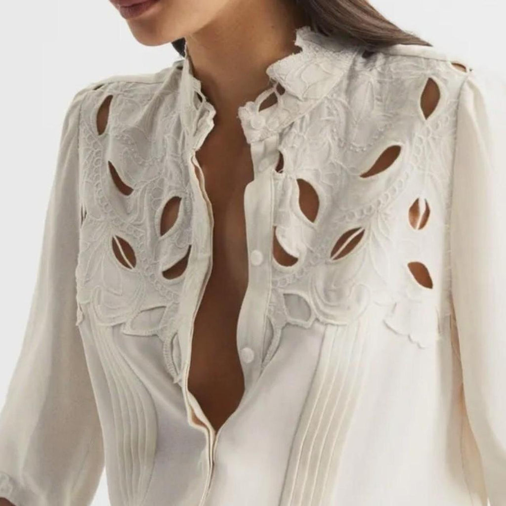 Reiss Cream Lace Top Size 14