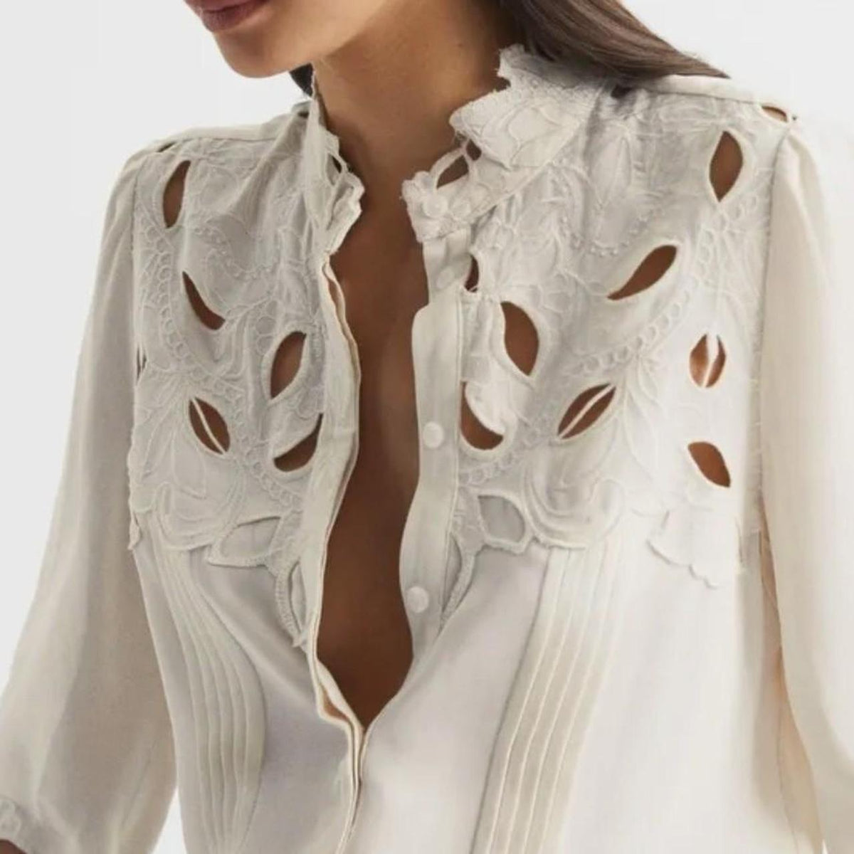 Reiss Cream Lace Top Size 14