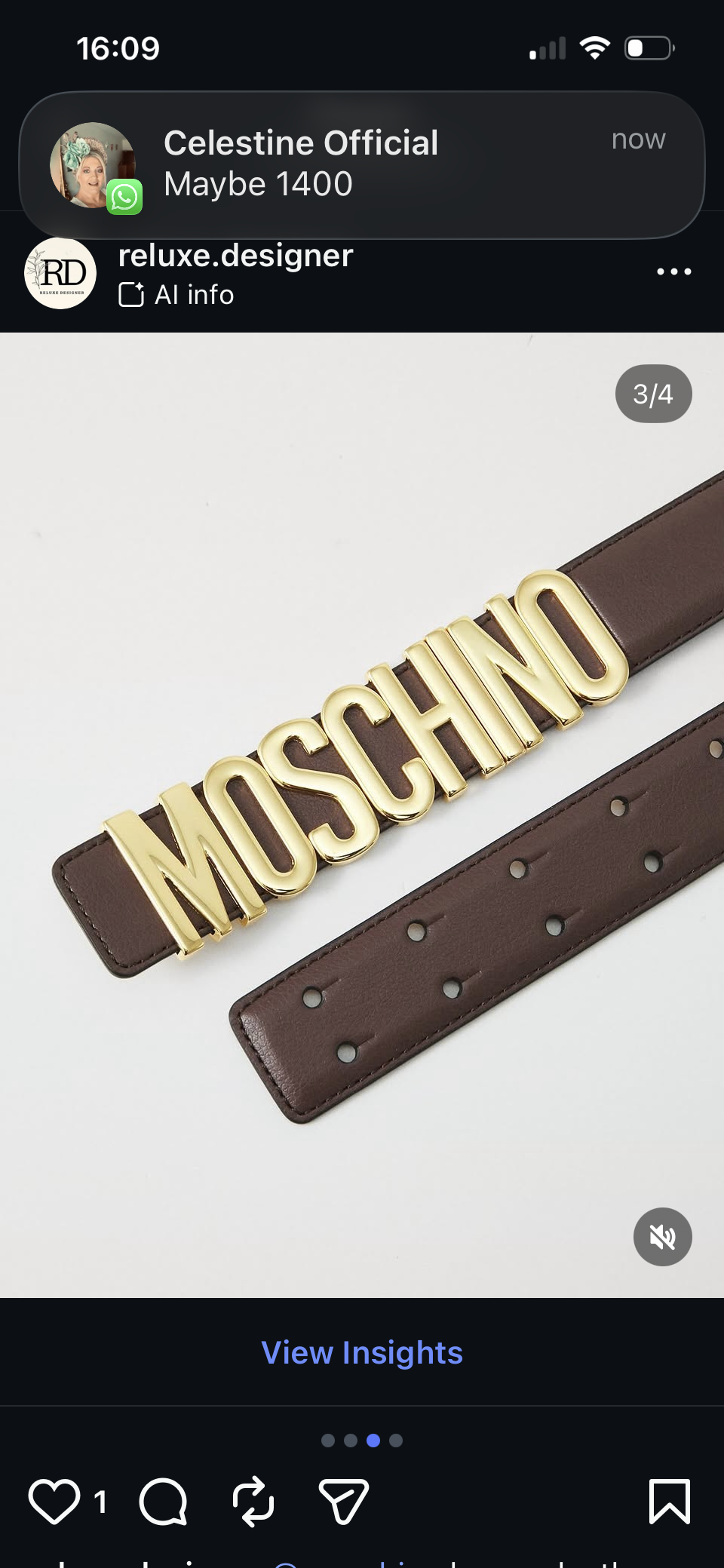 Moschino Brown Leather Belt