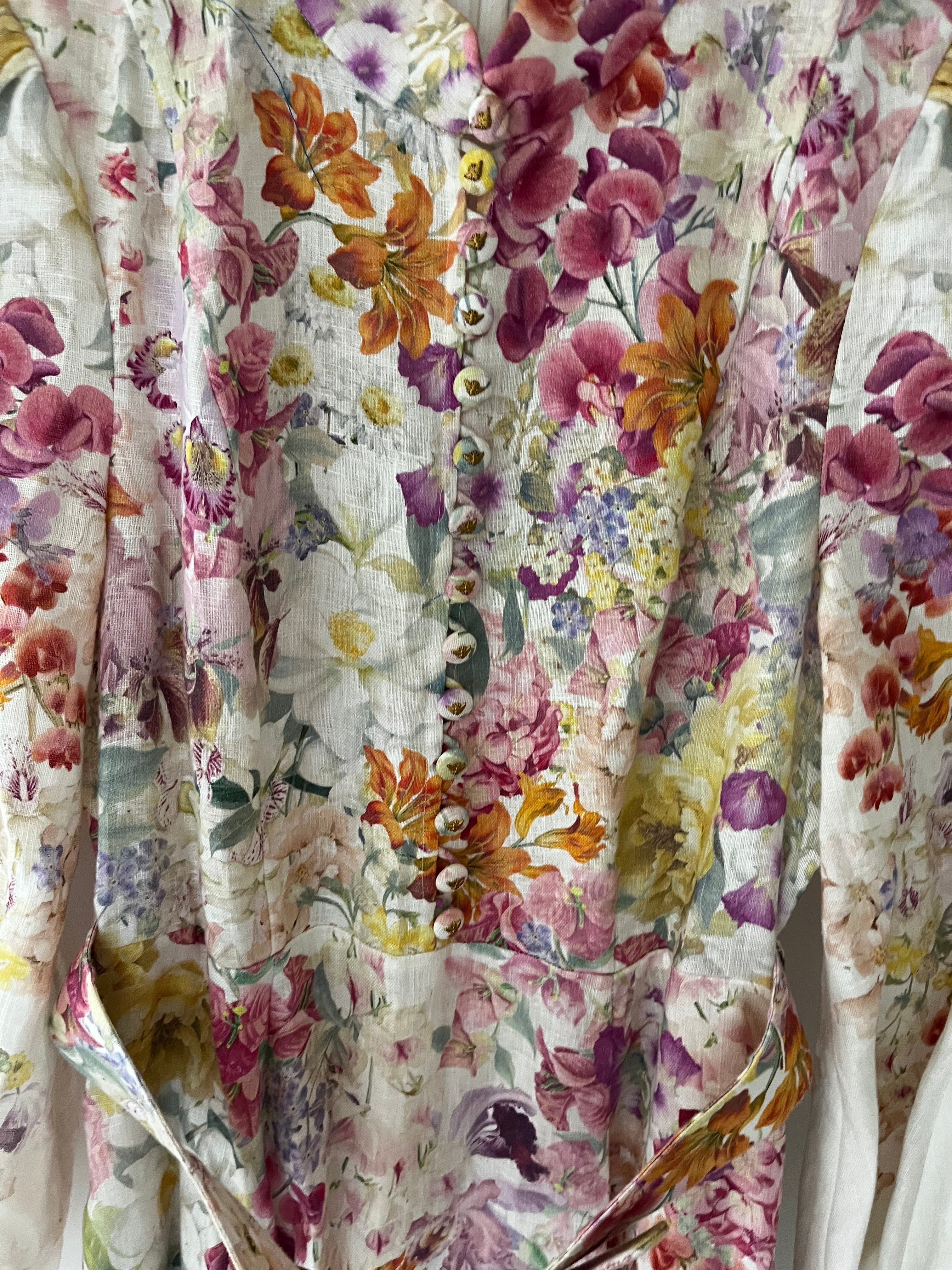 Zimmermann Floral Linen Dress Size 1