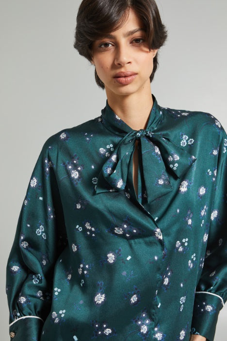 Marella Green Floral Bow Blouse Size 10