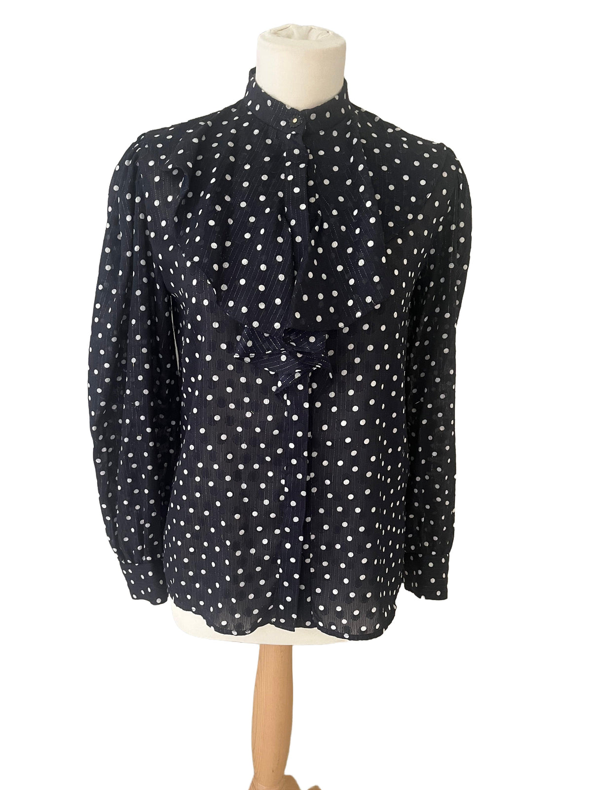 Sandro Navy Polka Blouse Size 1