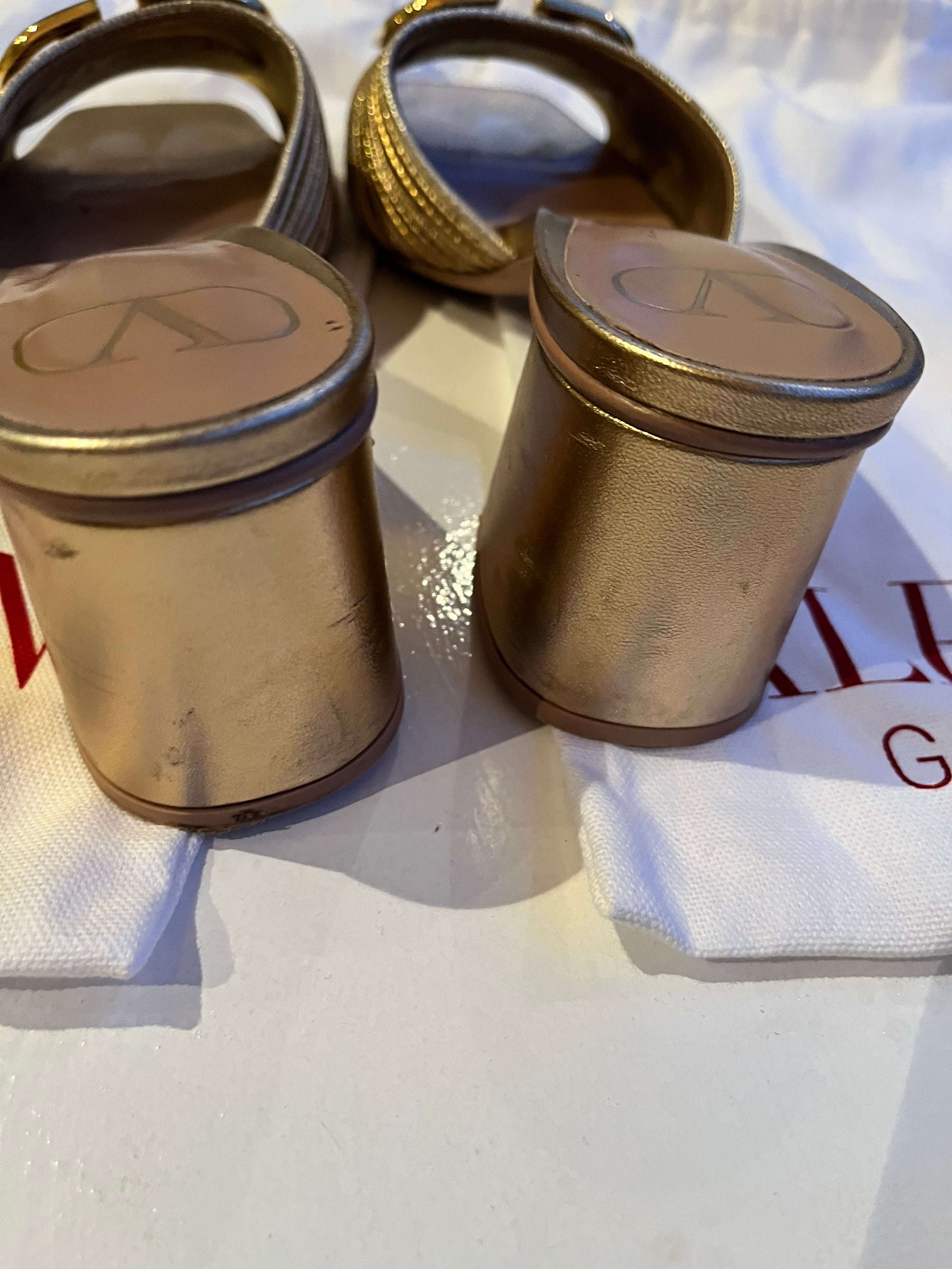 Gold Valentino Mules Size 37