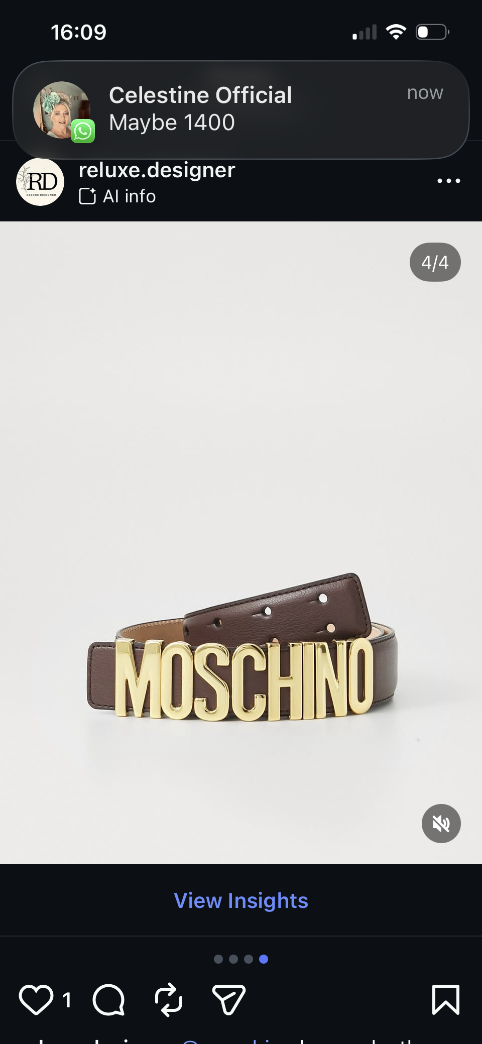 Moschino Brown Leather Belt