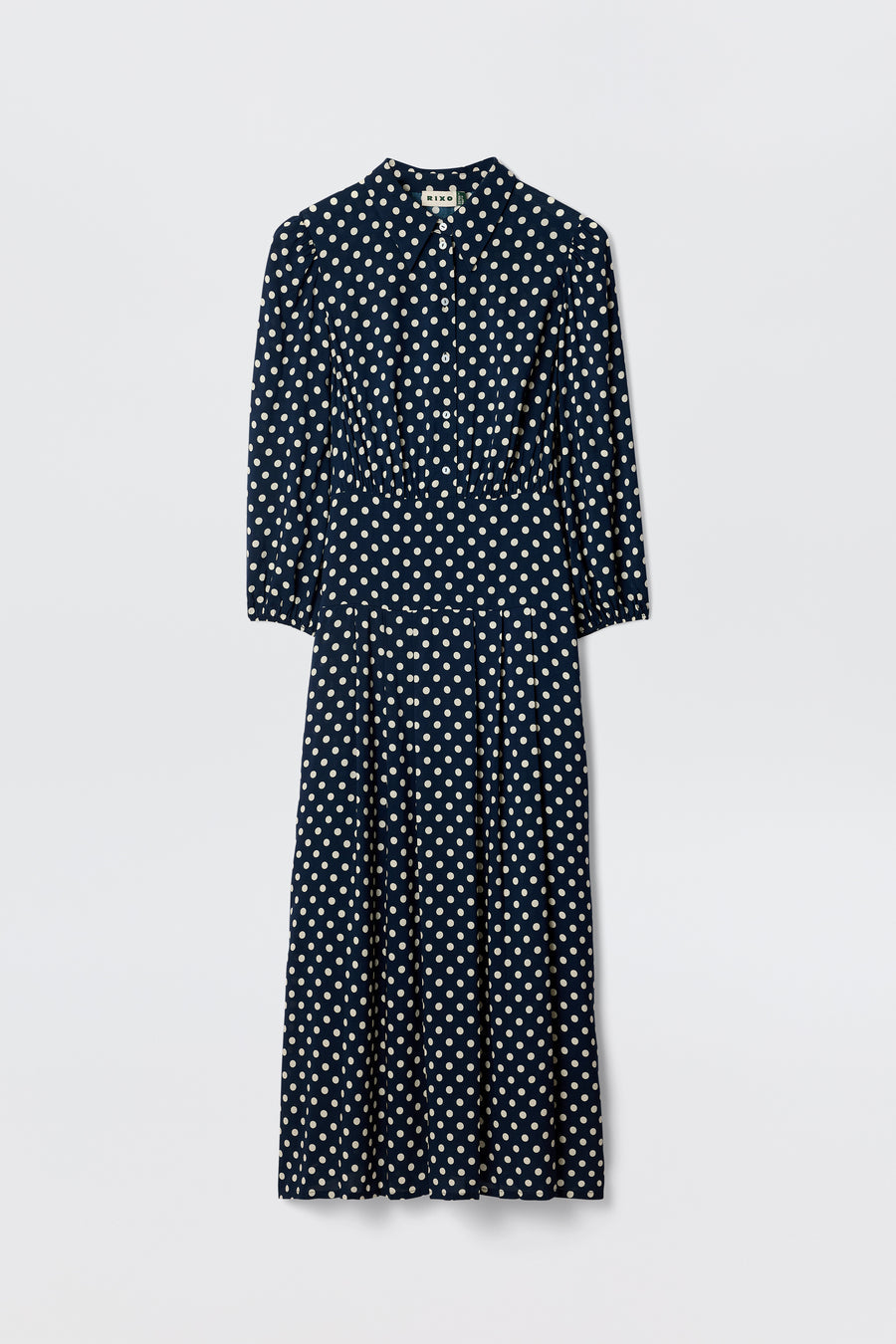 Rixo Navy Polka Dot Shirt Dress Size 10