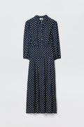 Rixo Navy Polka Dot Shirt Dress Size 10