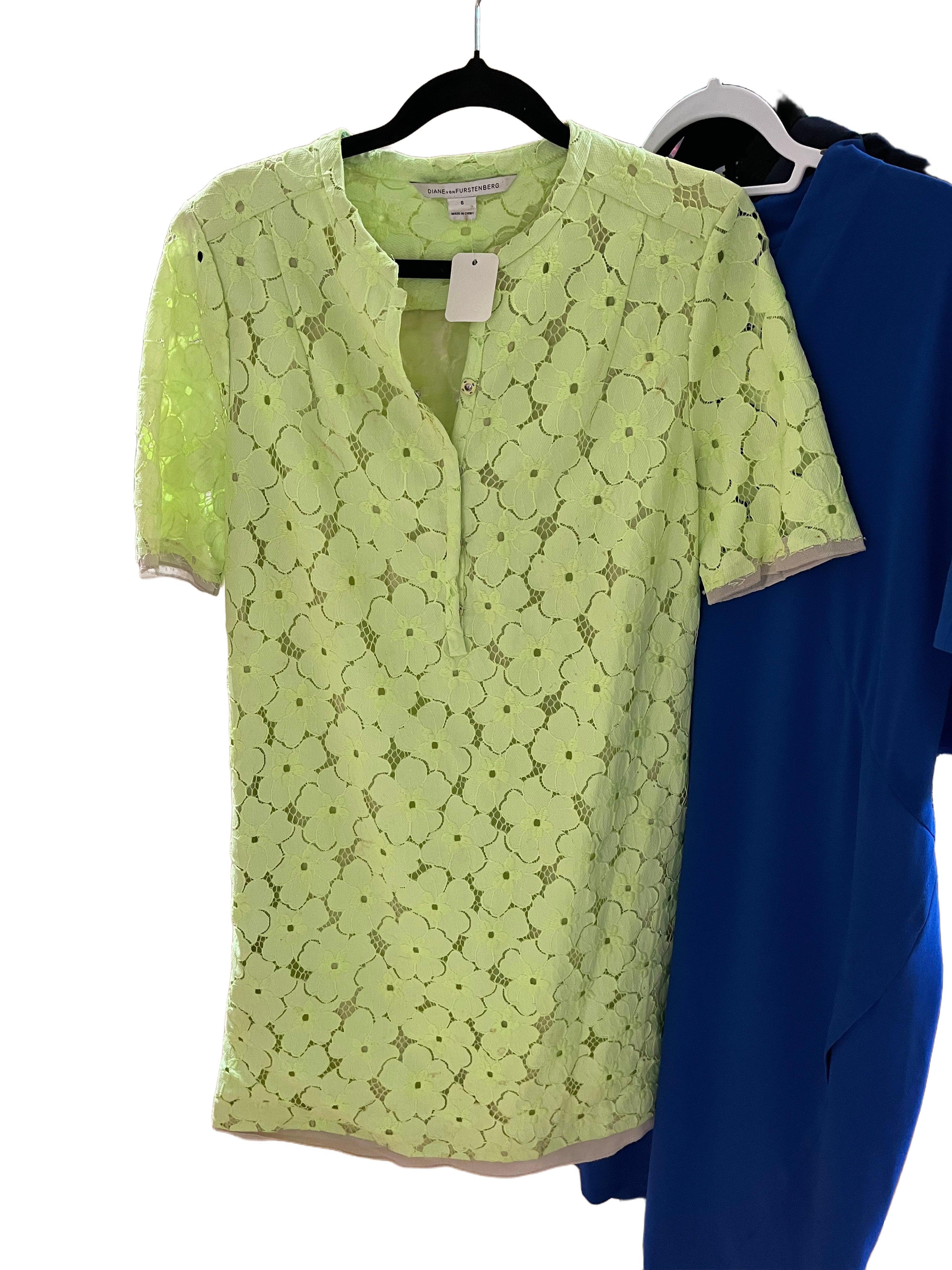 Diane Von Furstenberg Neon Dress Size 10