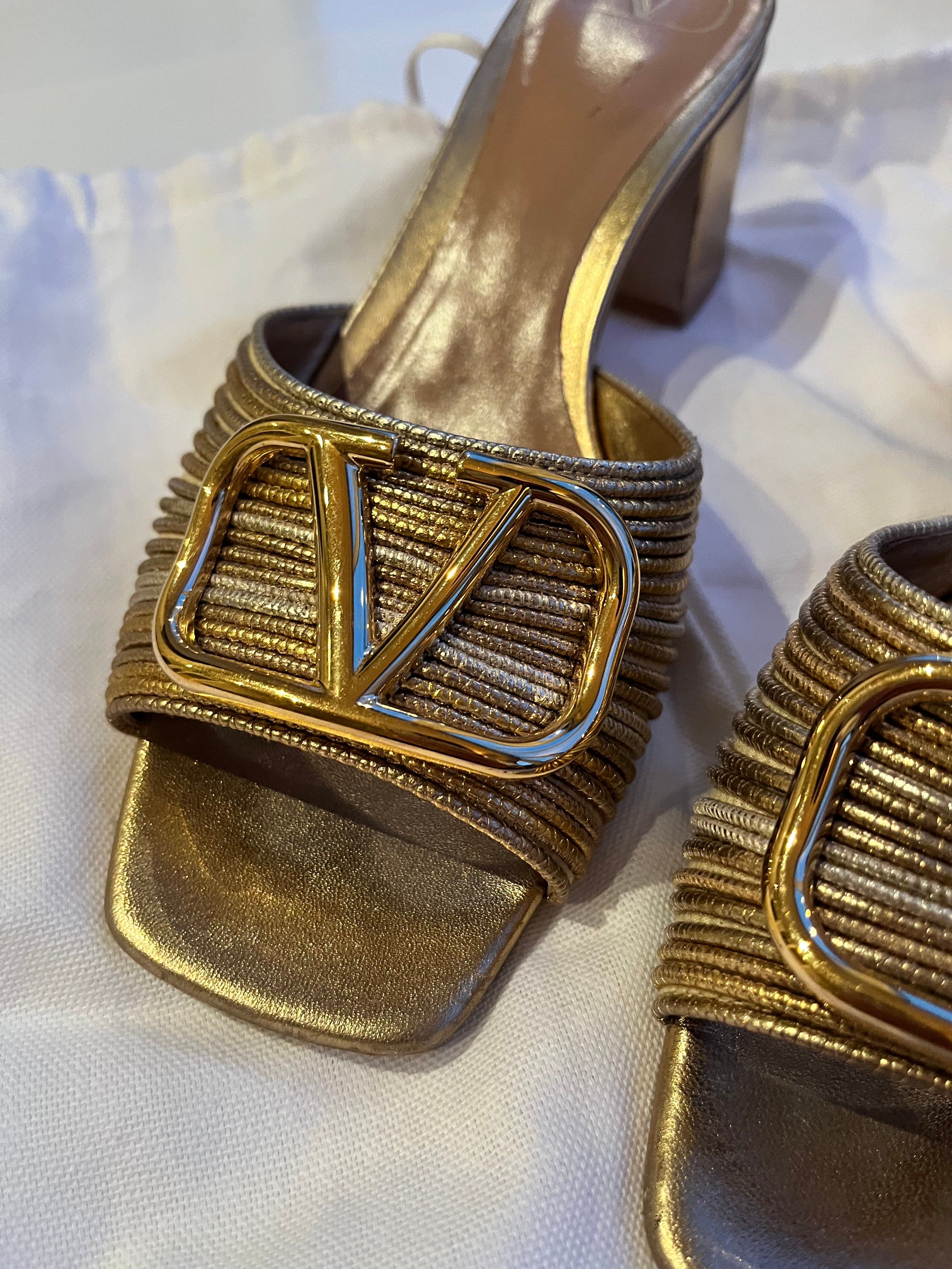 Gold Valentino Mules Size 37
