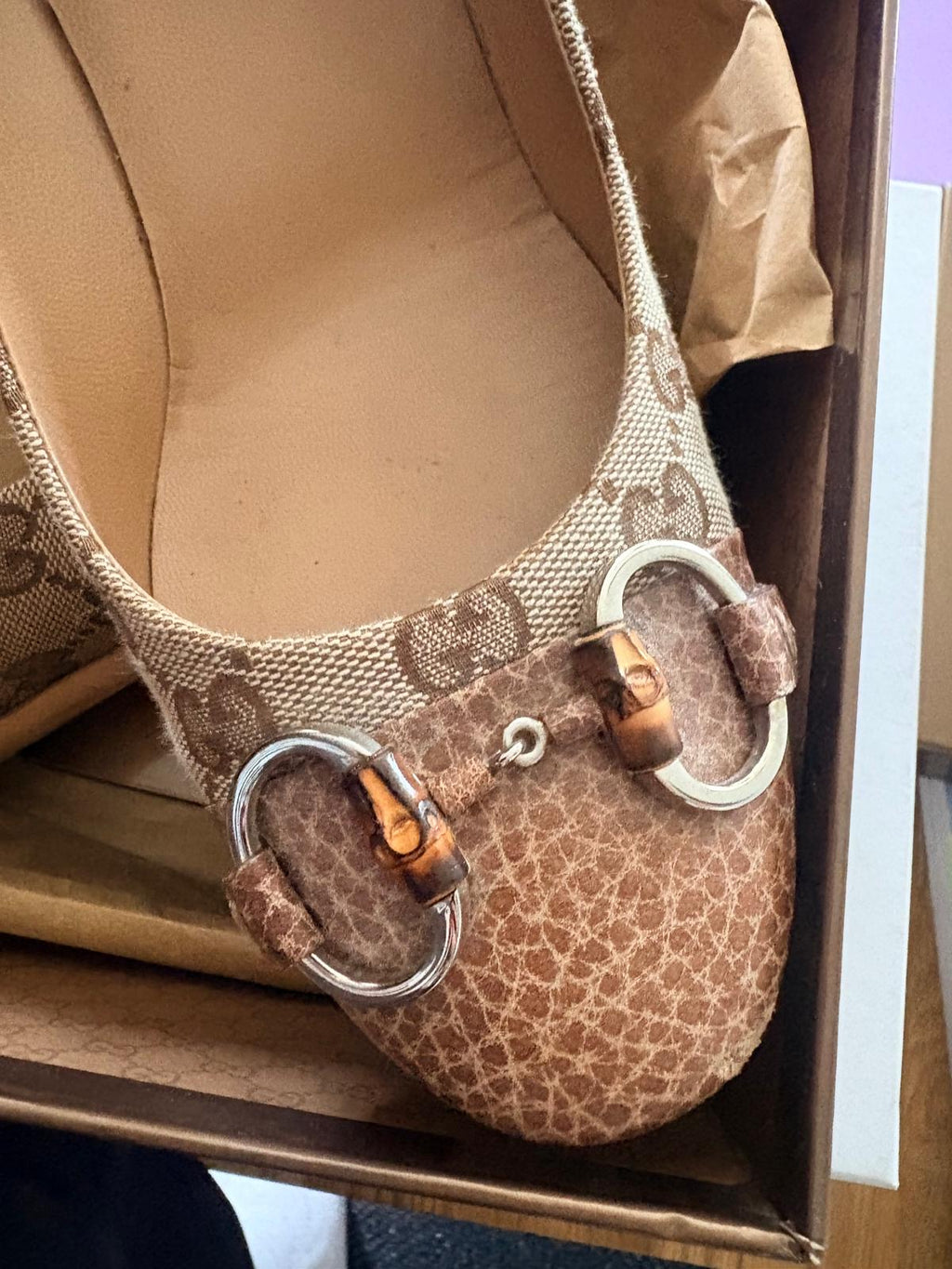 Gucci Bamboo Horsebit Shoes Size 39.5