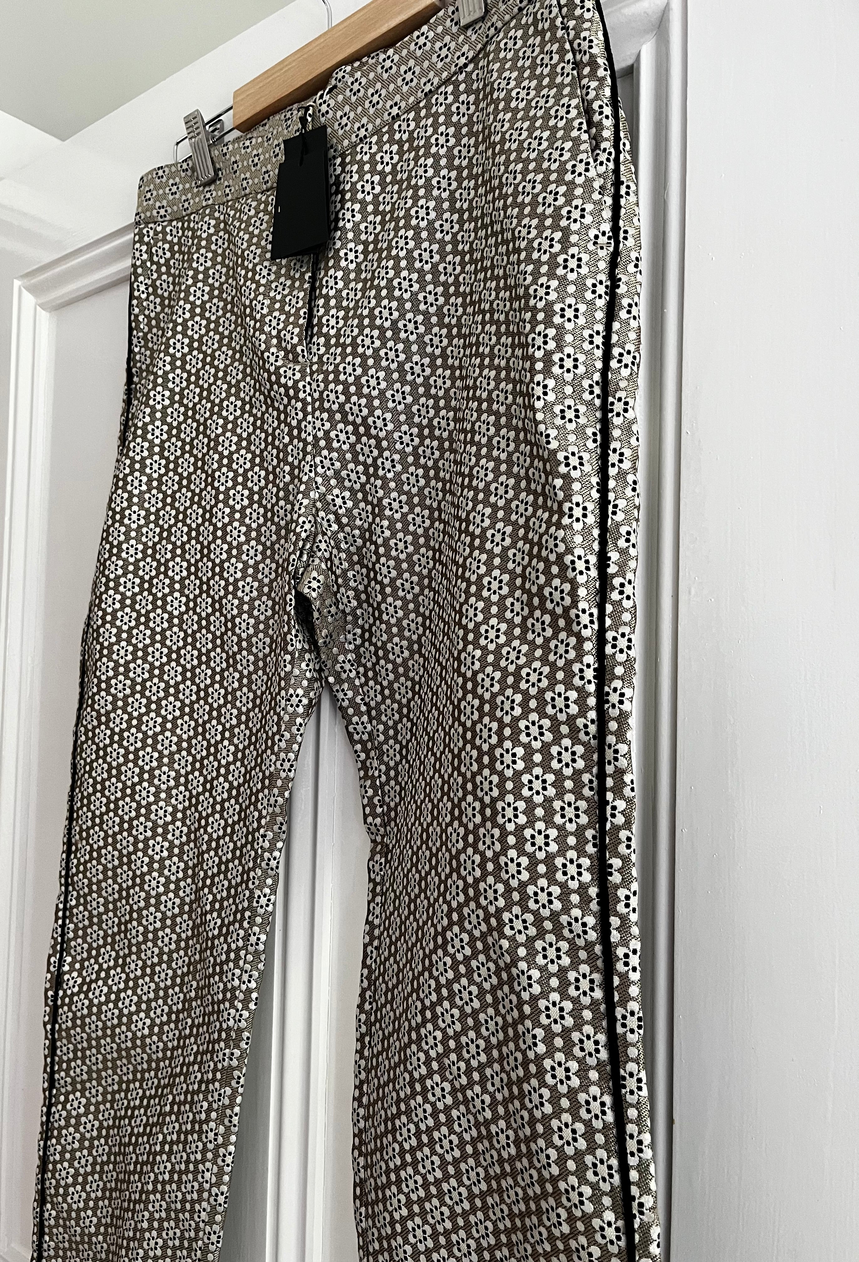 Maje Gold Floral Slim Trousers Size 40