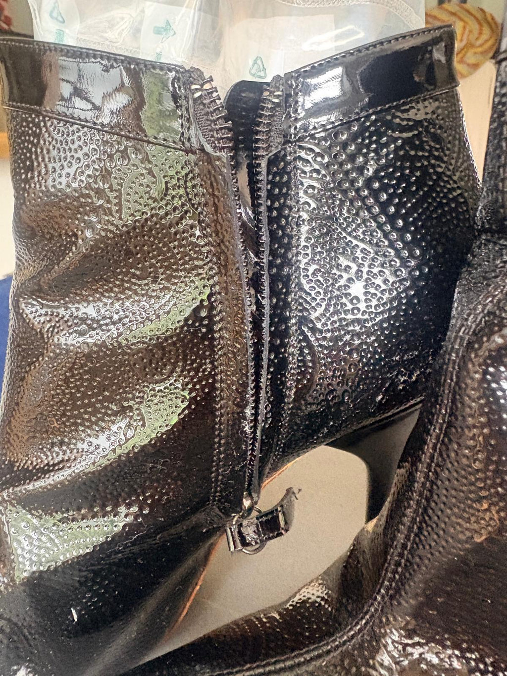 Alexander McQueen Black Patent Ankle Boots Size 38.5