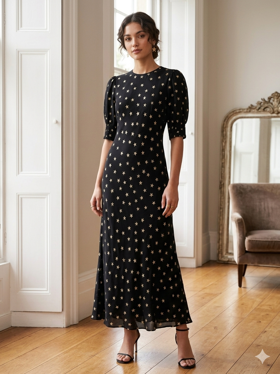 Rixo Star Print Dress Size 8