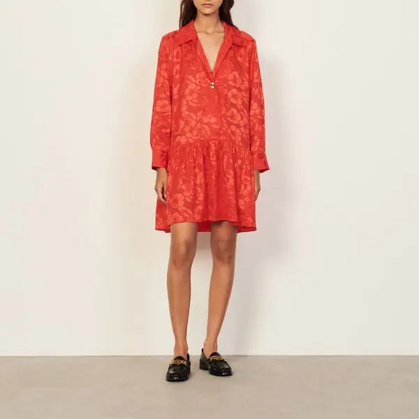 Sandro Red Shirt Dress Size 34