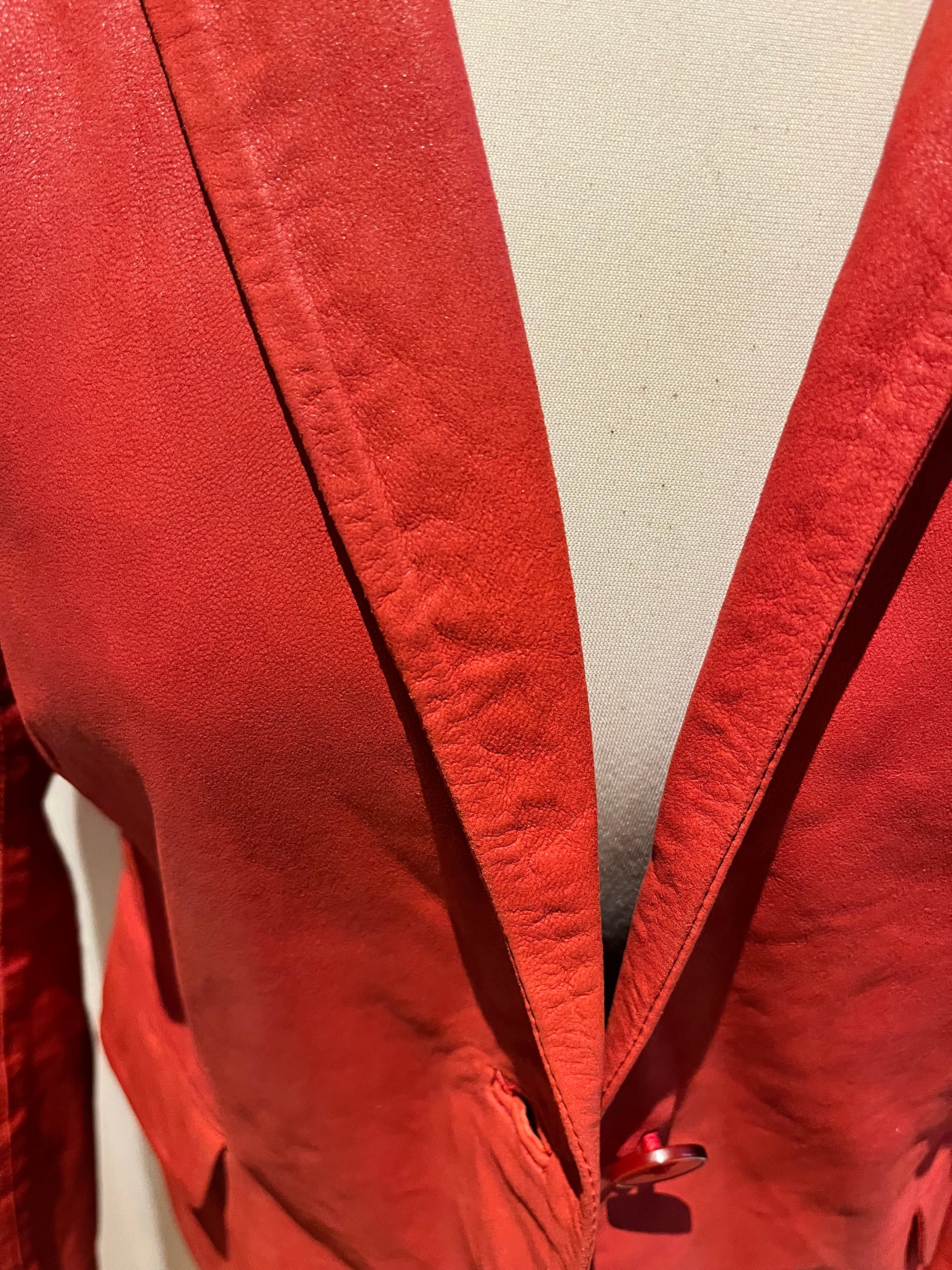 Sandro Red Leather Blazer Size 2