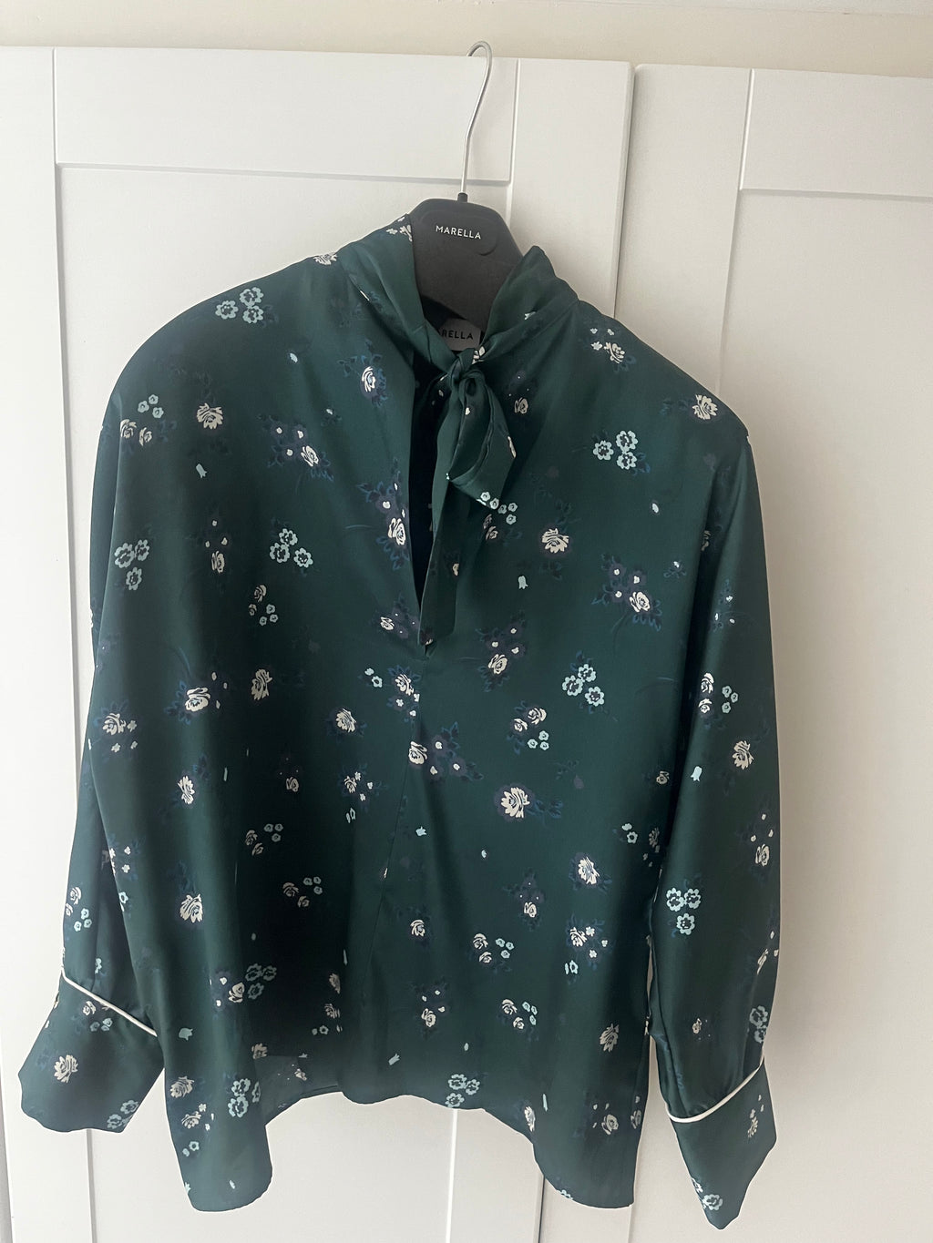 Marella Green Floral Bow Blouse Size 10