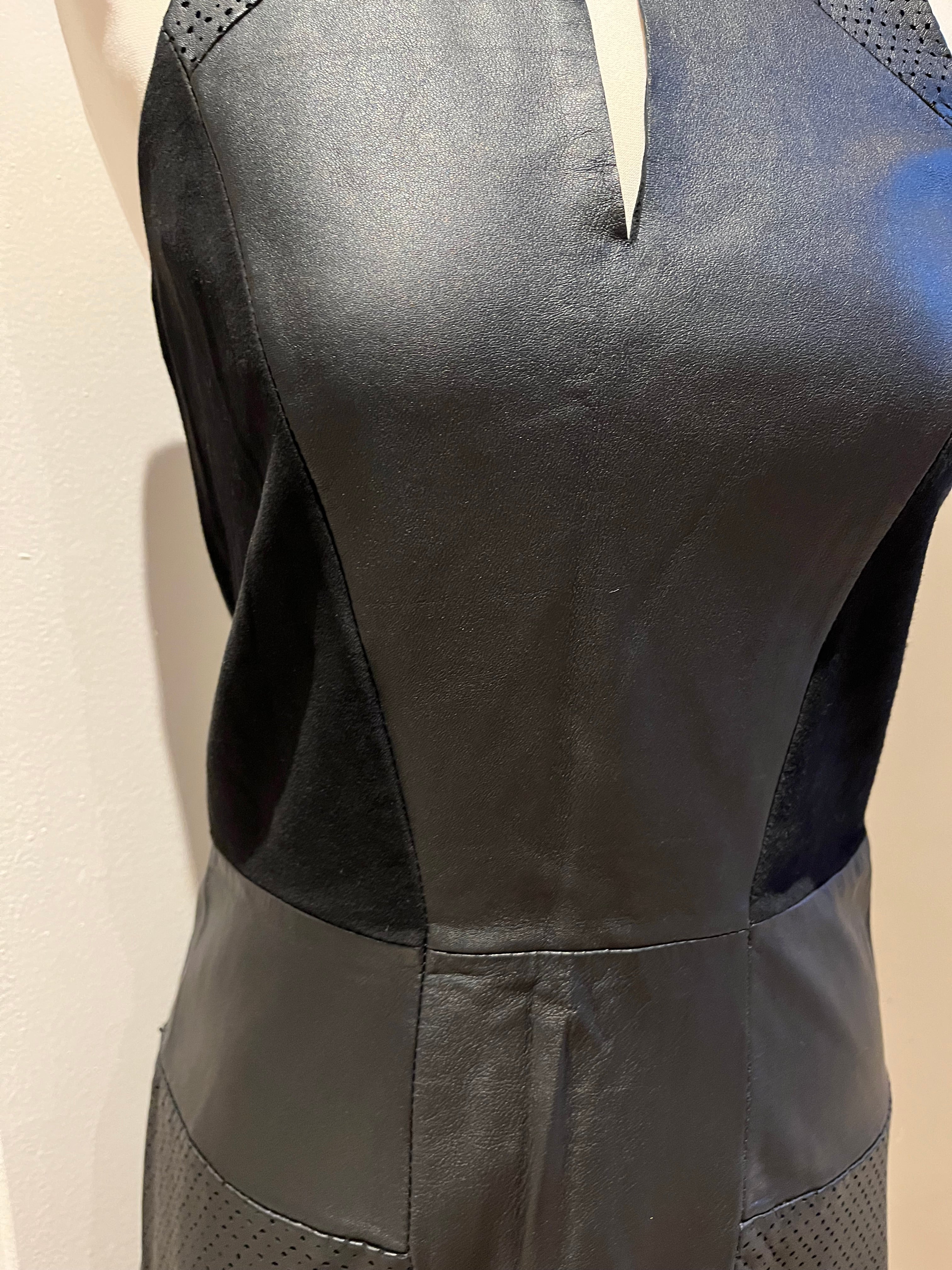 Maje Black Leather Dress Size S