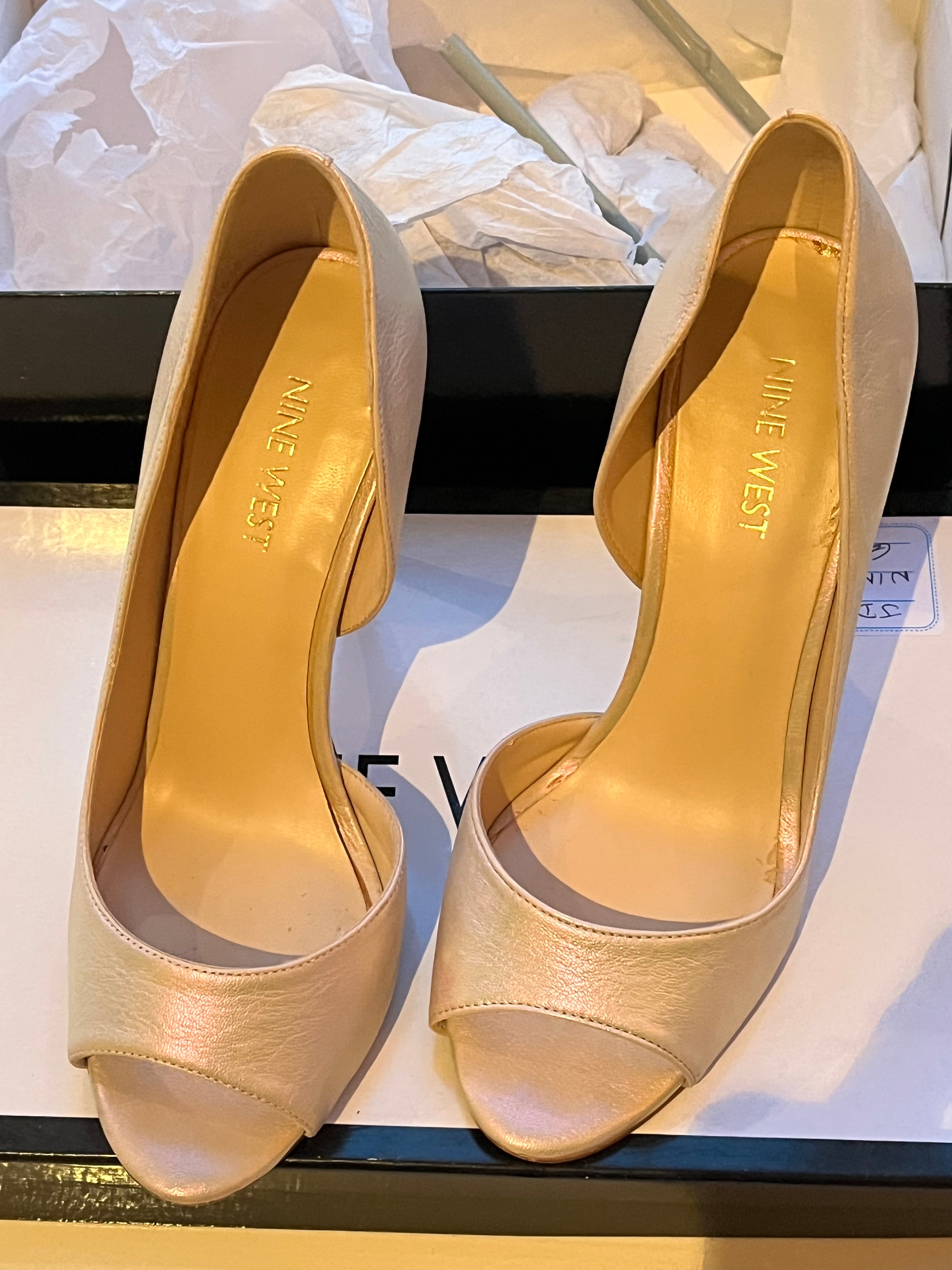 Nine West Pearlescent Peeptoe Shoes Size 36