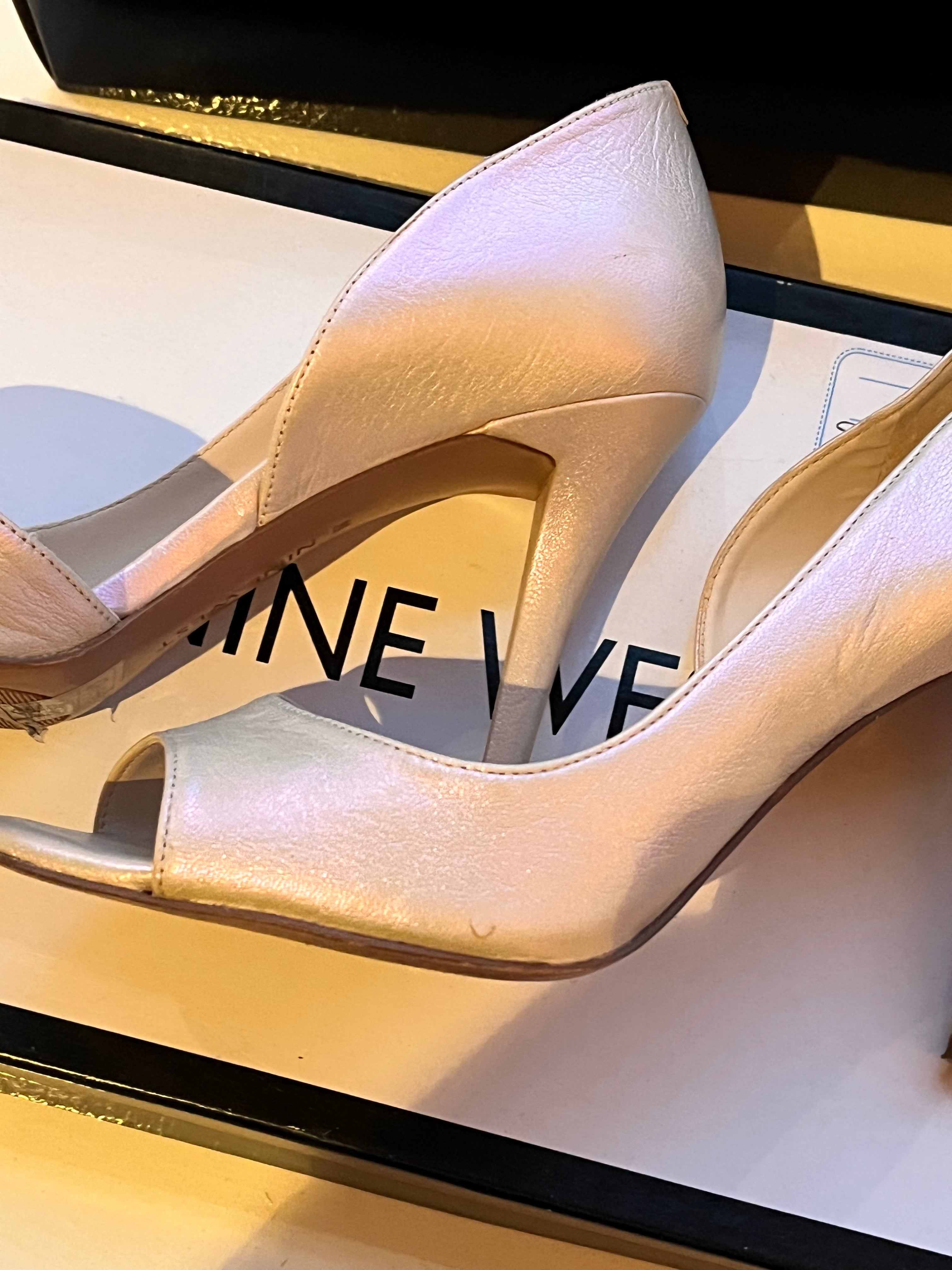 Nine West Pearlescent Peeptoe Shoes Size 36