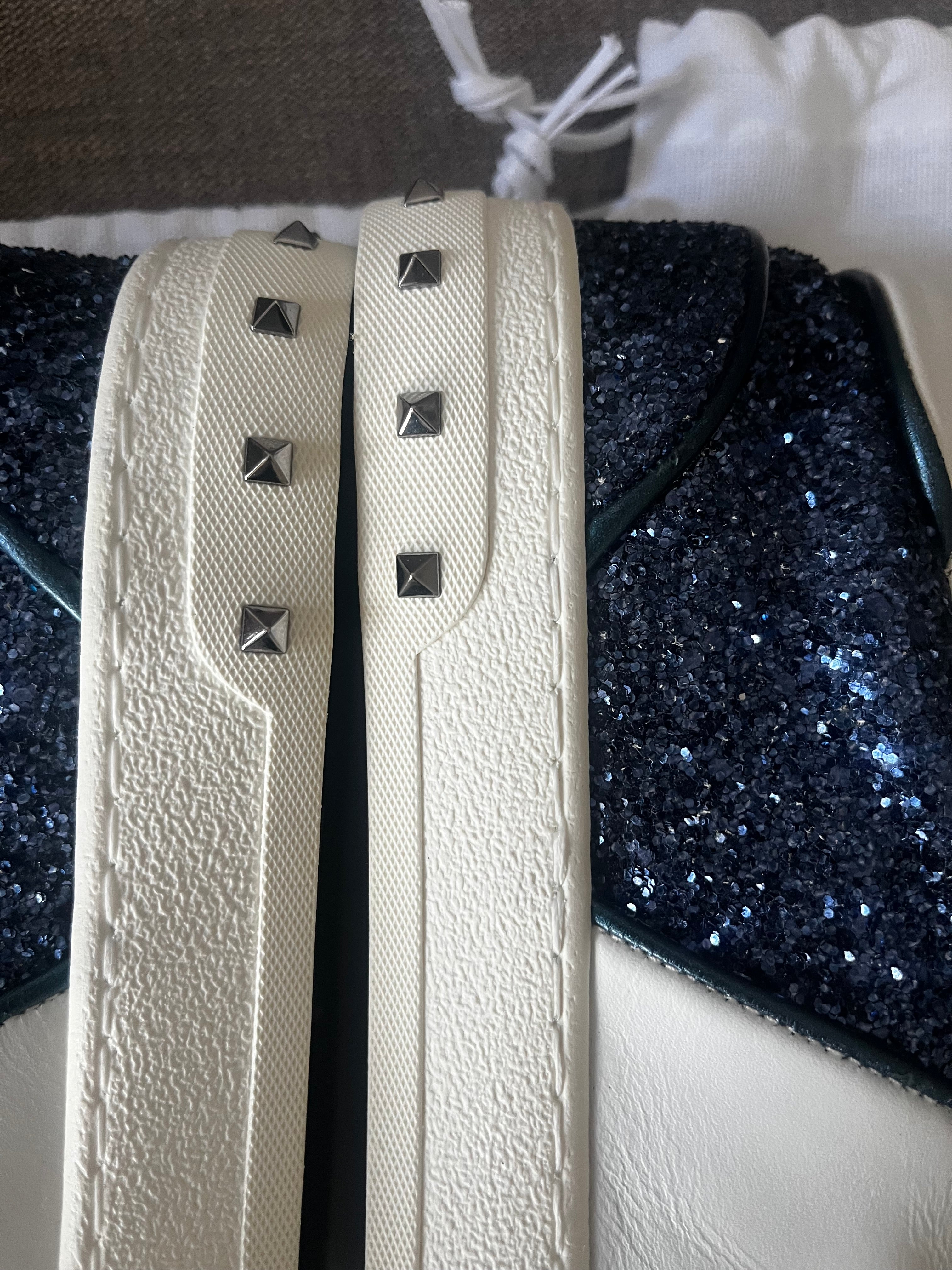 Valentino Navy Glitter Runners Size 37.5