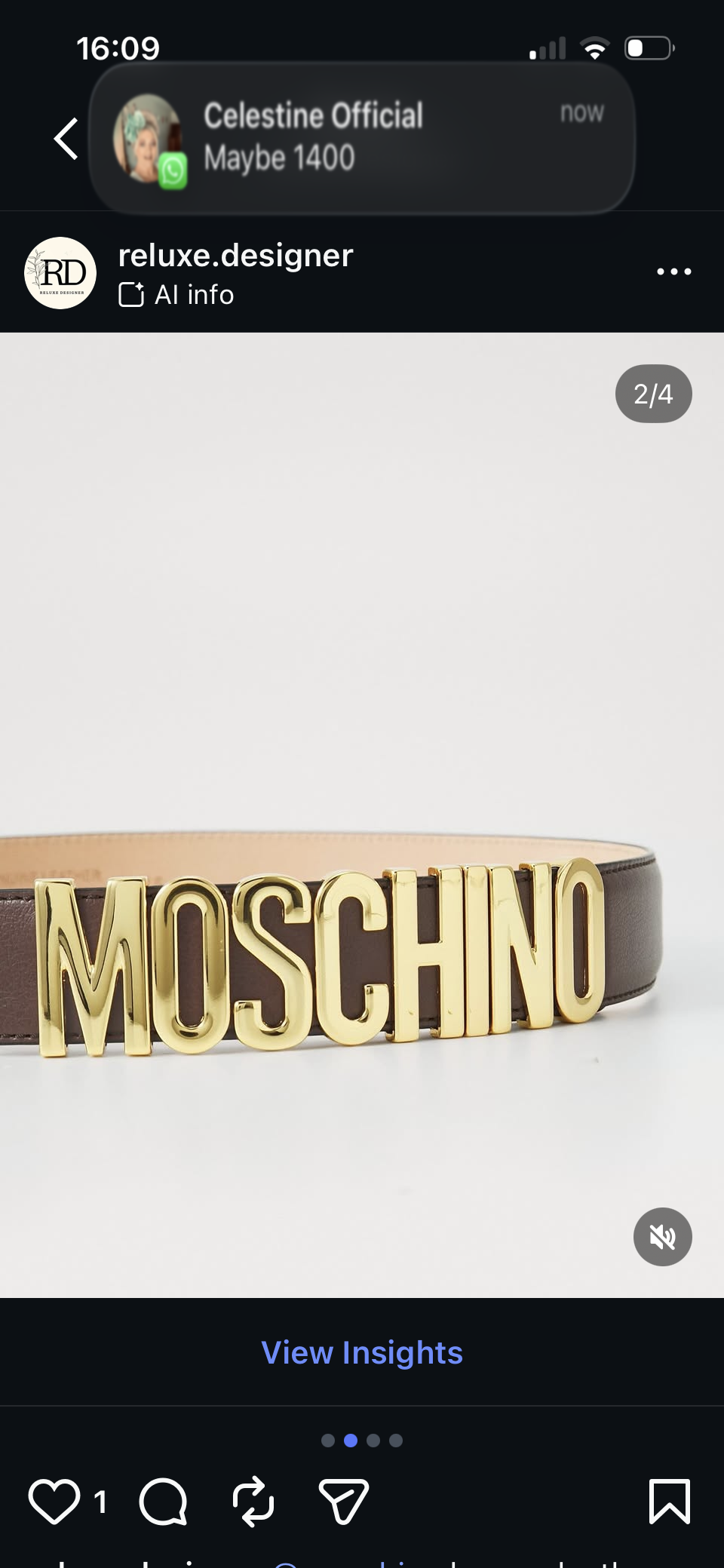 Moschino Brown Leather Belt