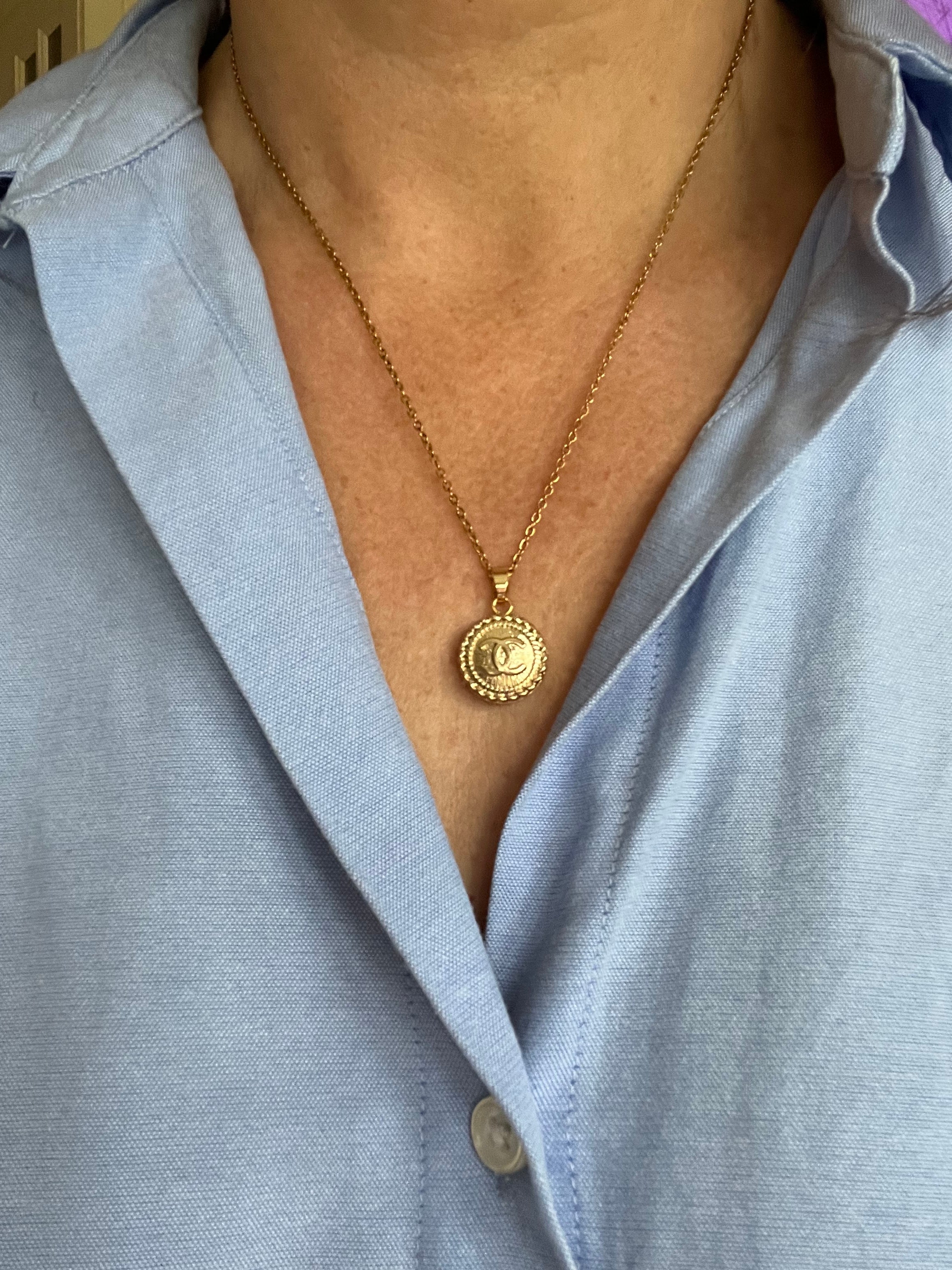 Repurposed Chanel Gold Button Necklace