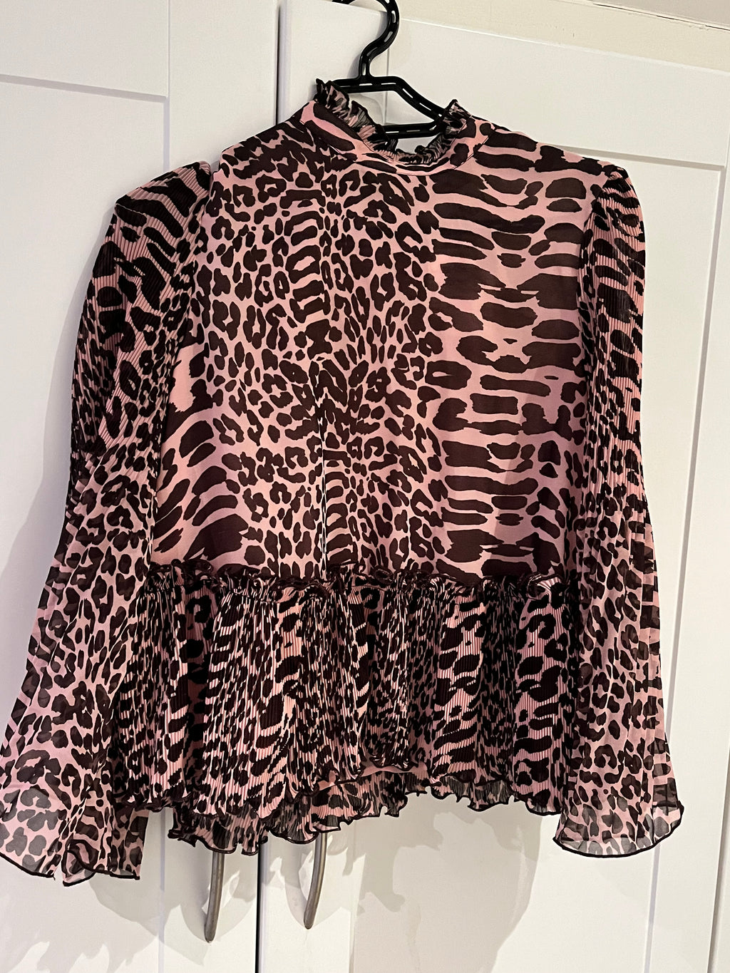 Ganni Pink Animal Print Blouse Size 32
