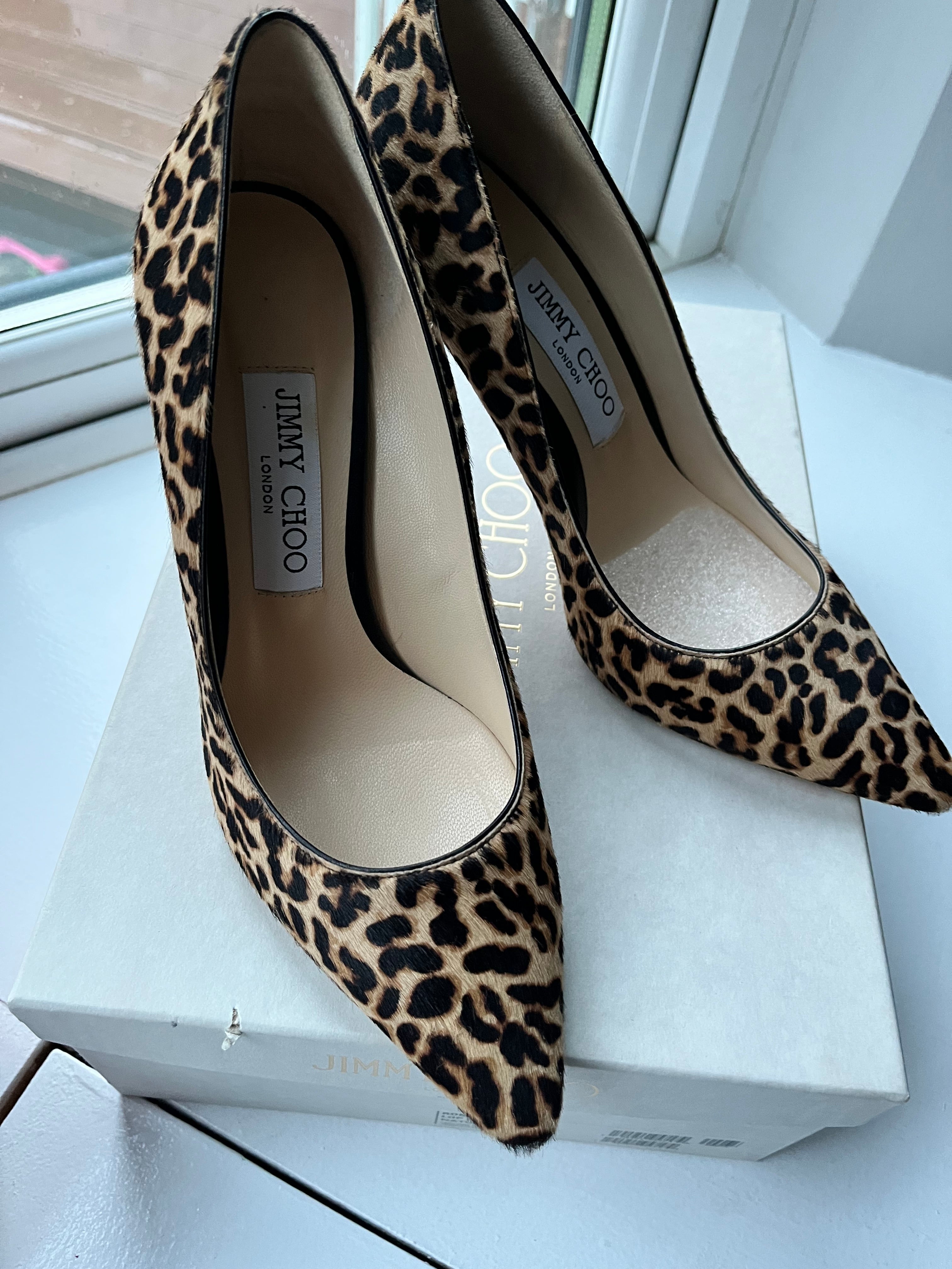 Jimmy Choo Leopard Print Pony Heels Size 37