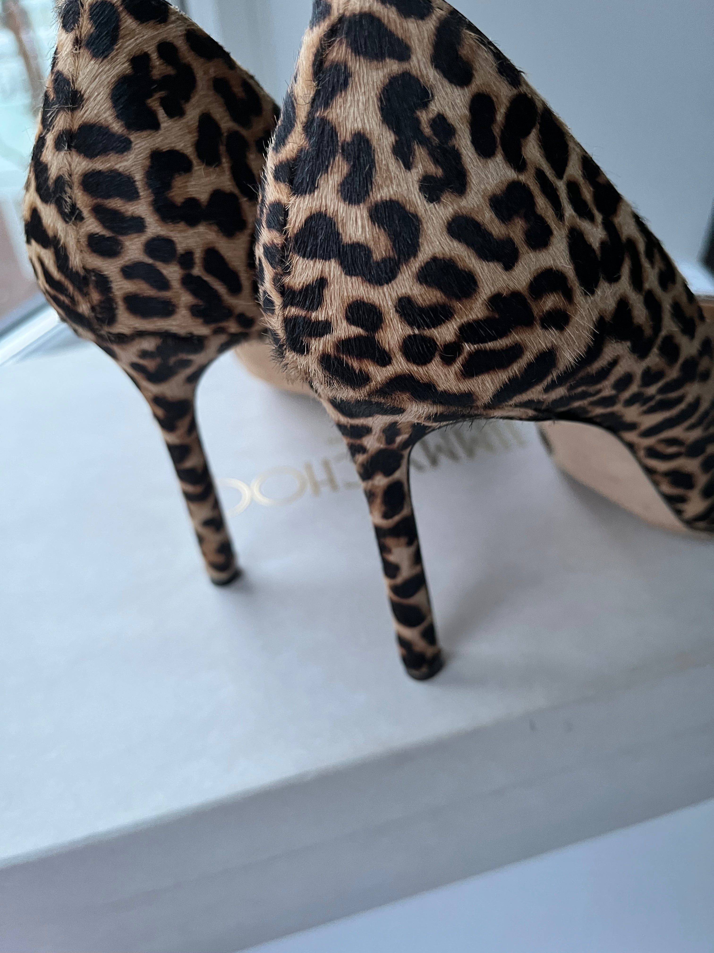 Jimmy Choo Leopard Print Pony Heels Size 37