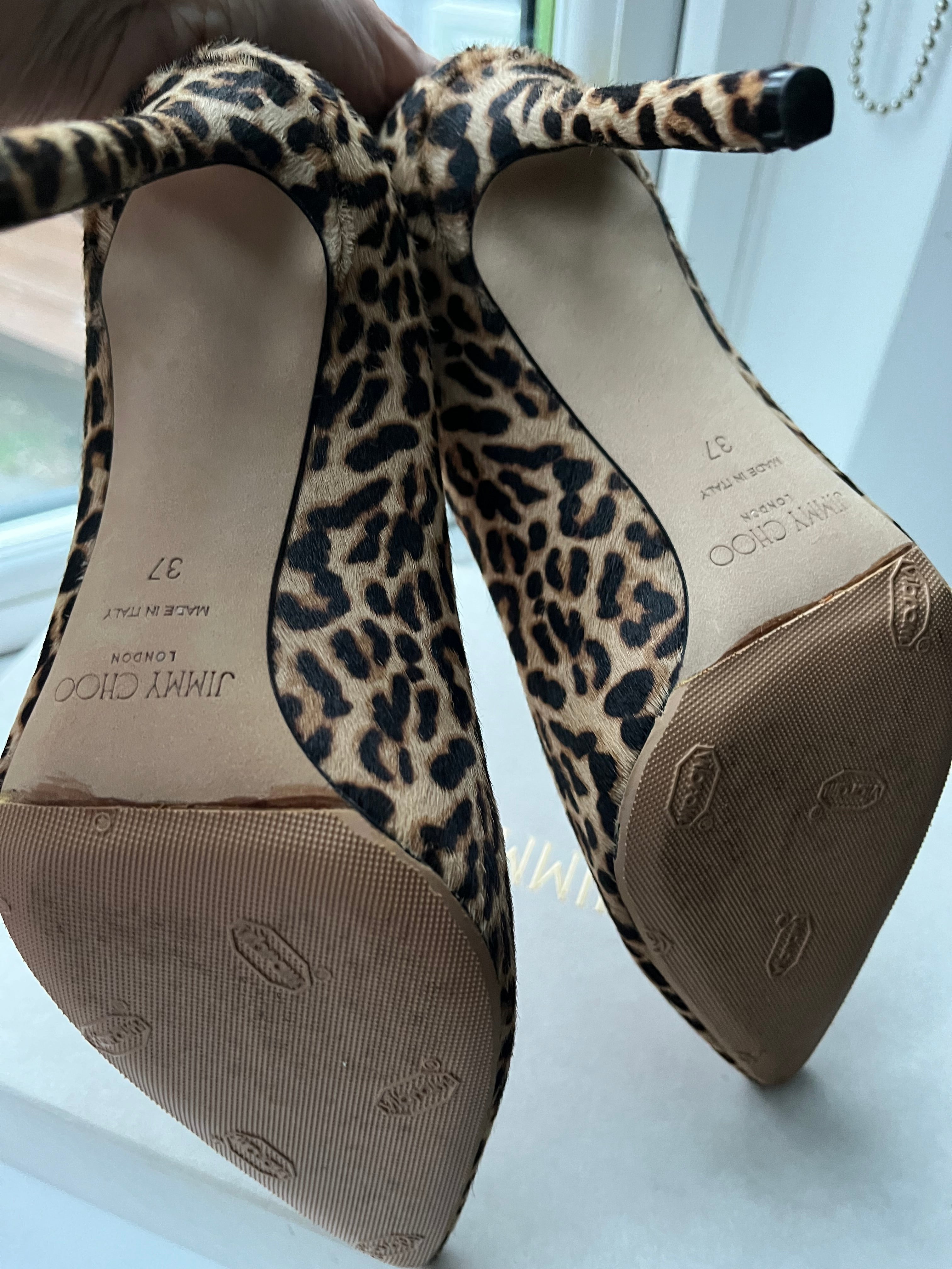 Jimmy Choo Leopard Print Pony Heels Size 37