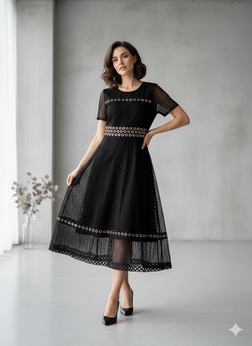 Maje Black Lace Dress Size 38