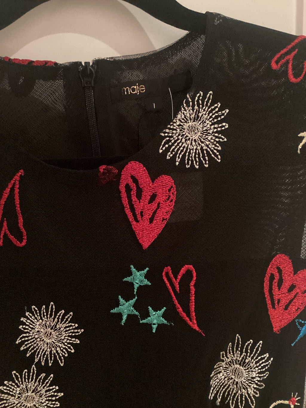 Maje Rosia Hearts Dress Size 1 XS