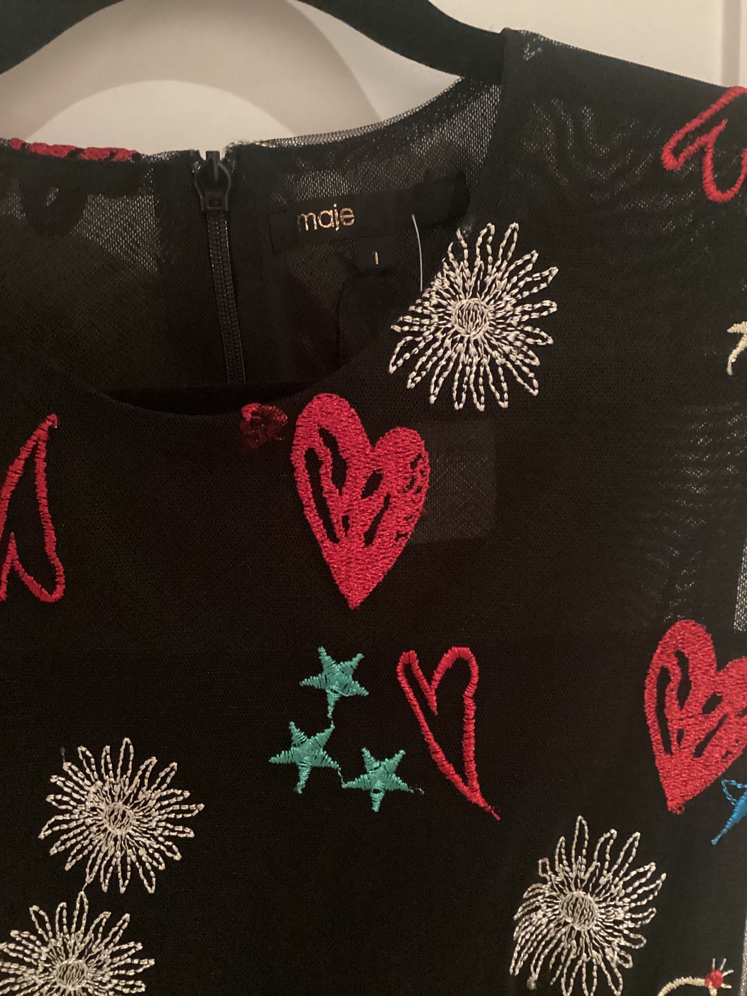 Maje Rosia Hearts Dress Size 1 XS