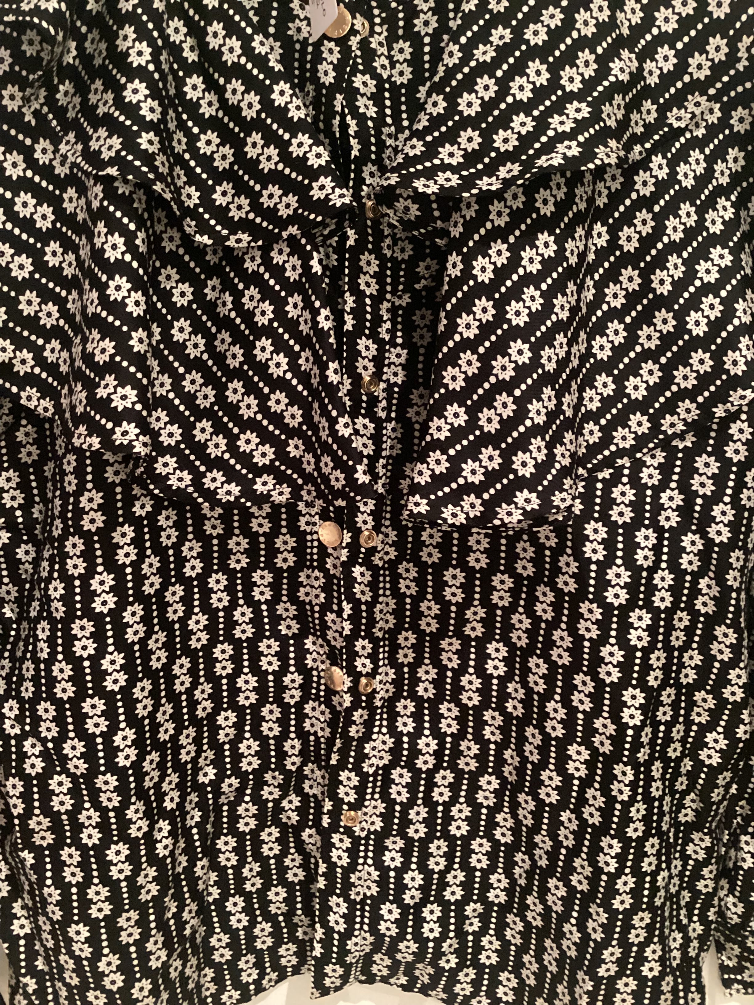 Sandro Black Ruffle Blouse