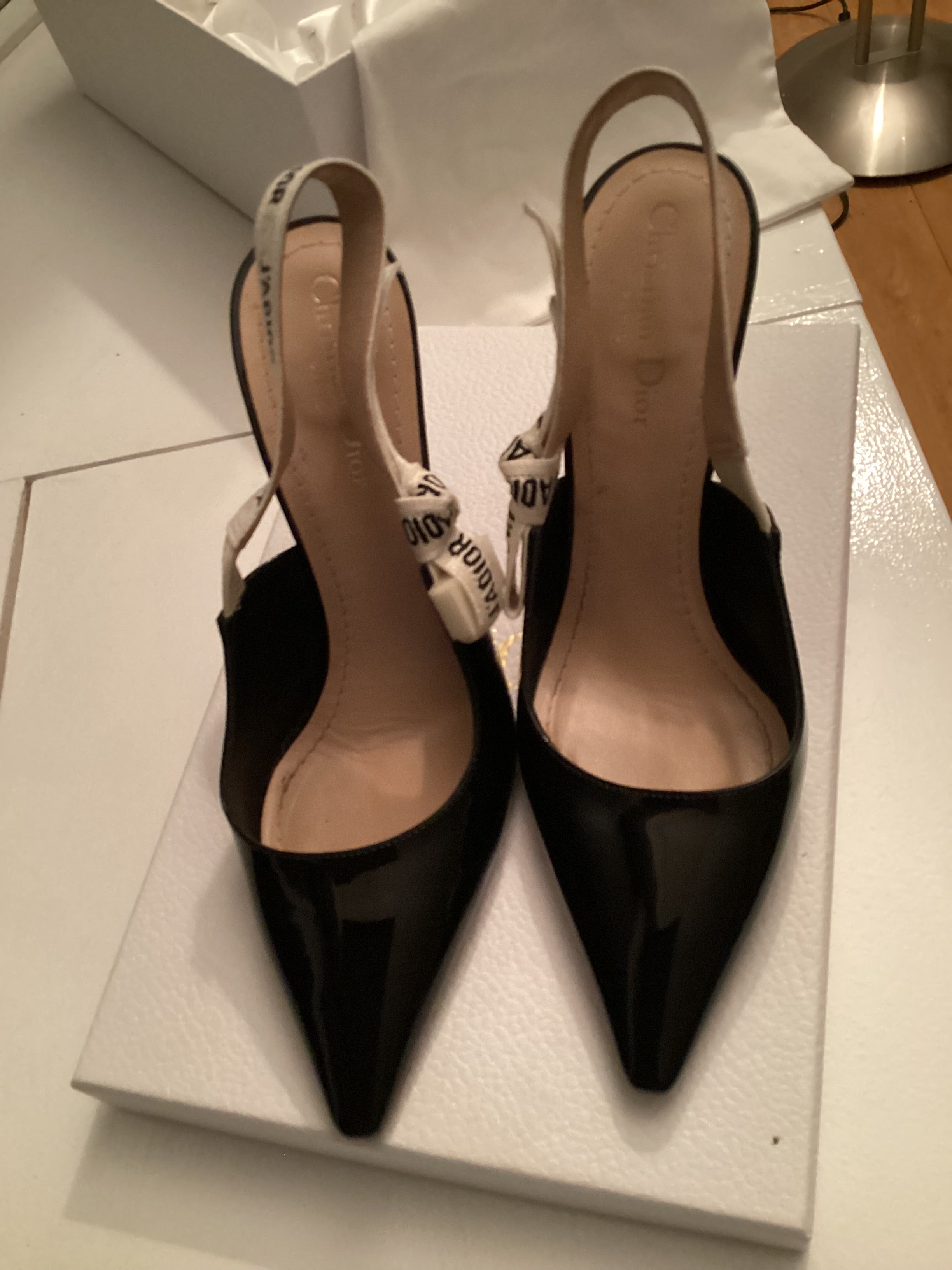 J’Adior Black Patent Shoes Size 39