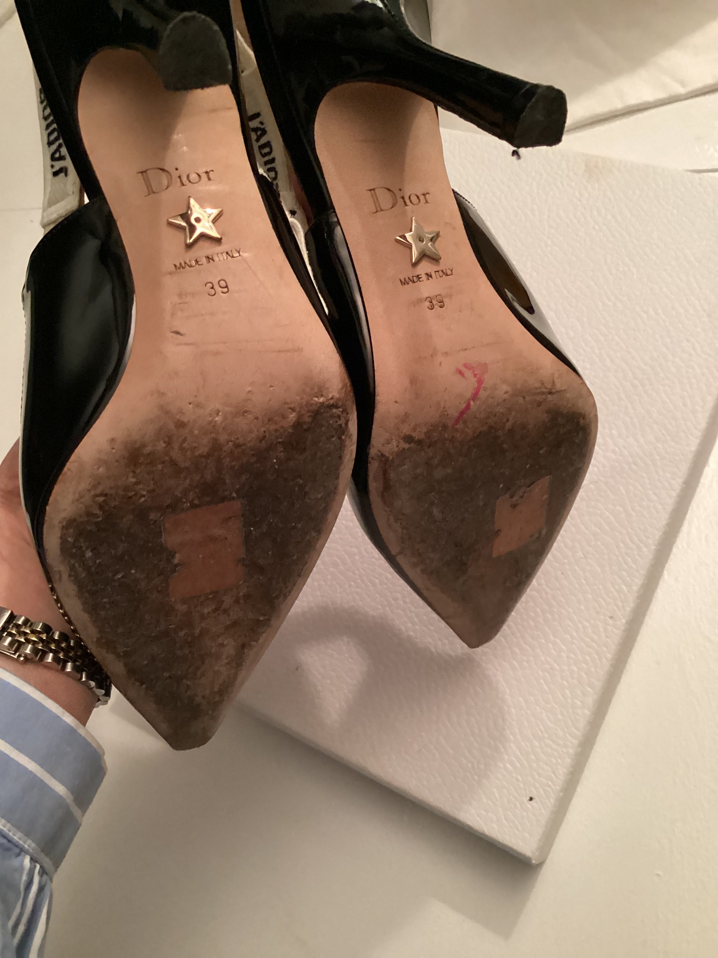 J’Adior Black Patent Shoes Size 39