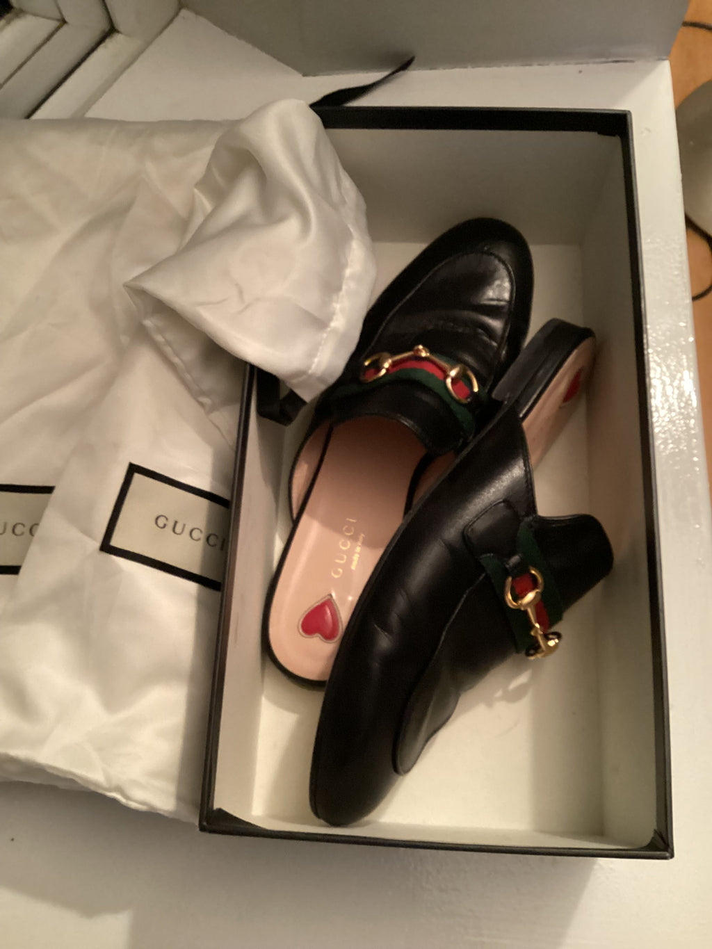 Gucci Princetown Black Mules Size 38.5