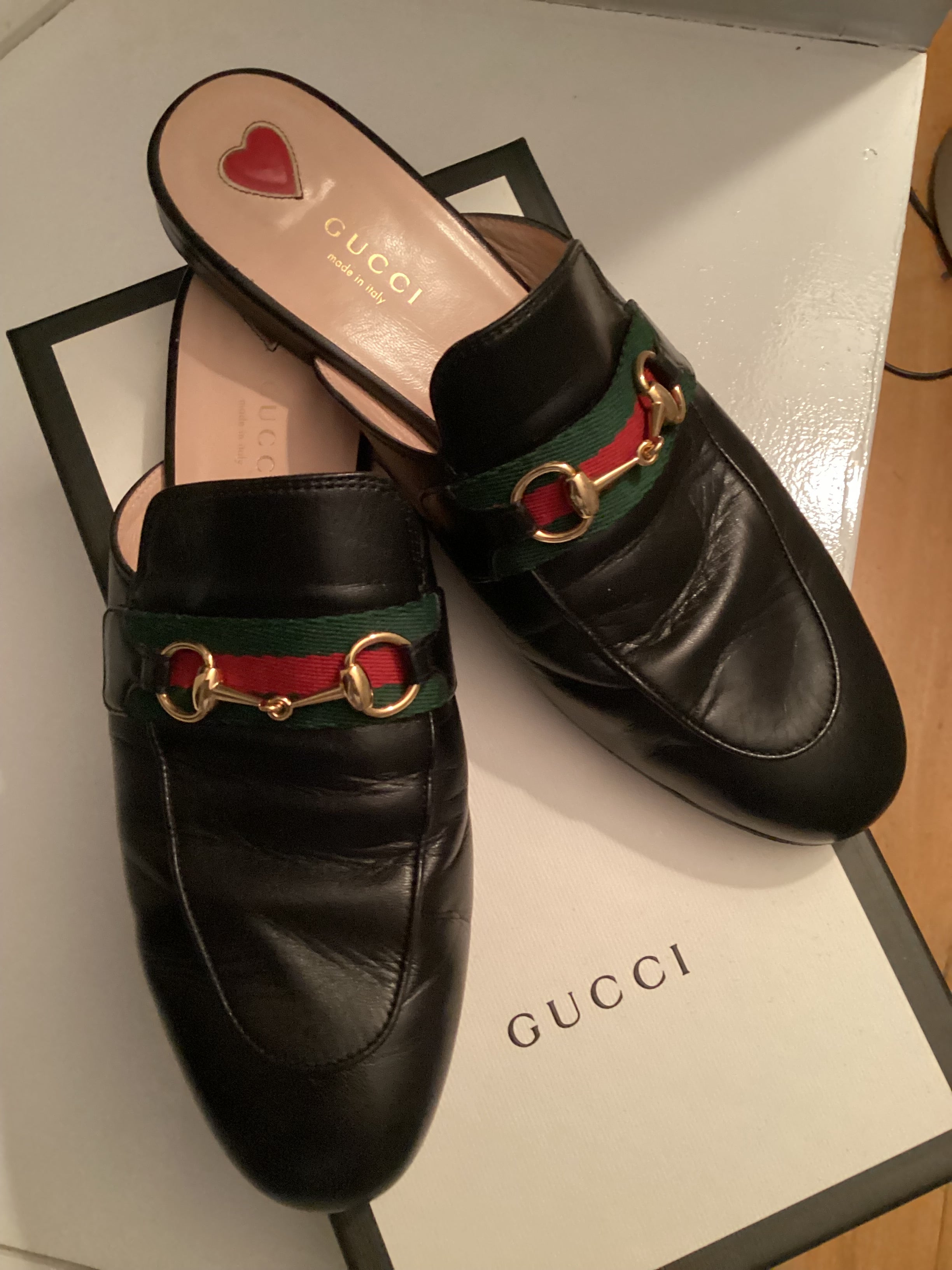 Gucci Princetown Black Mules Size 38.5