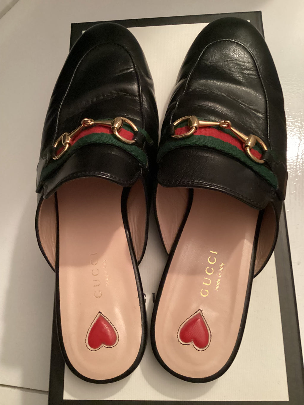 Gucci Princetown Black Mules Size 38.5