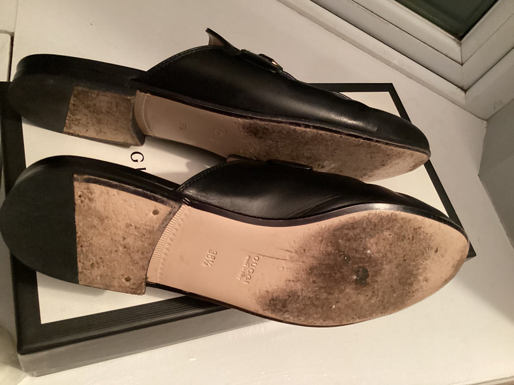Gucci Princetown Black Mules Size 38.5