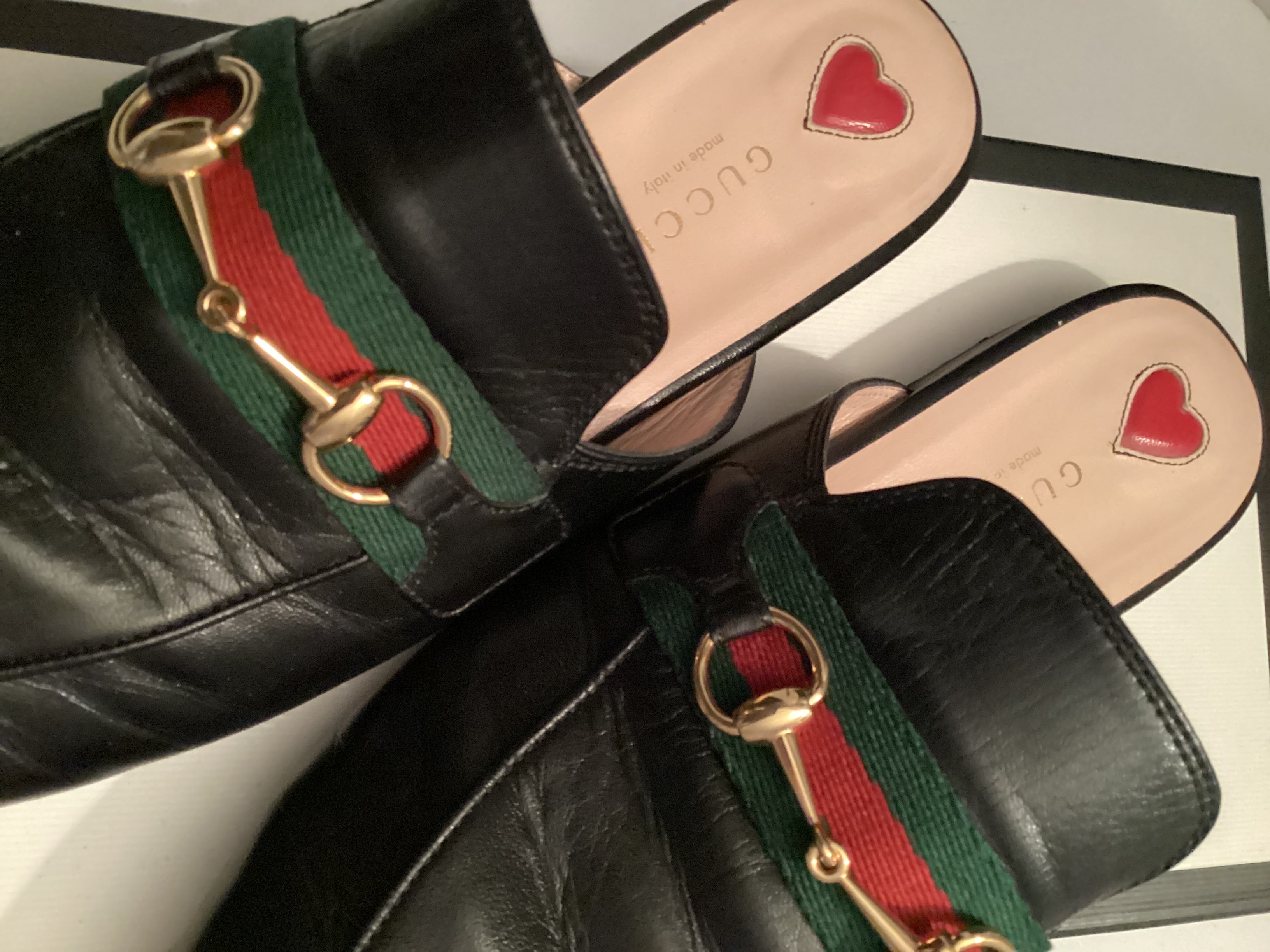 Gucci Princetown Black Mules Size 38.5