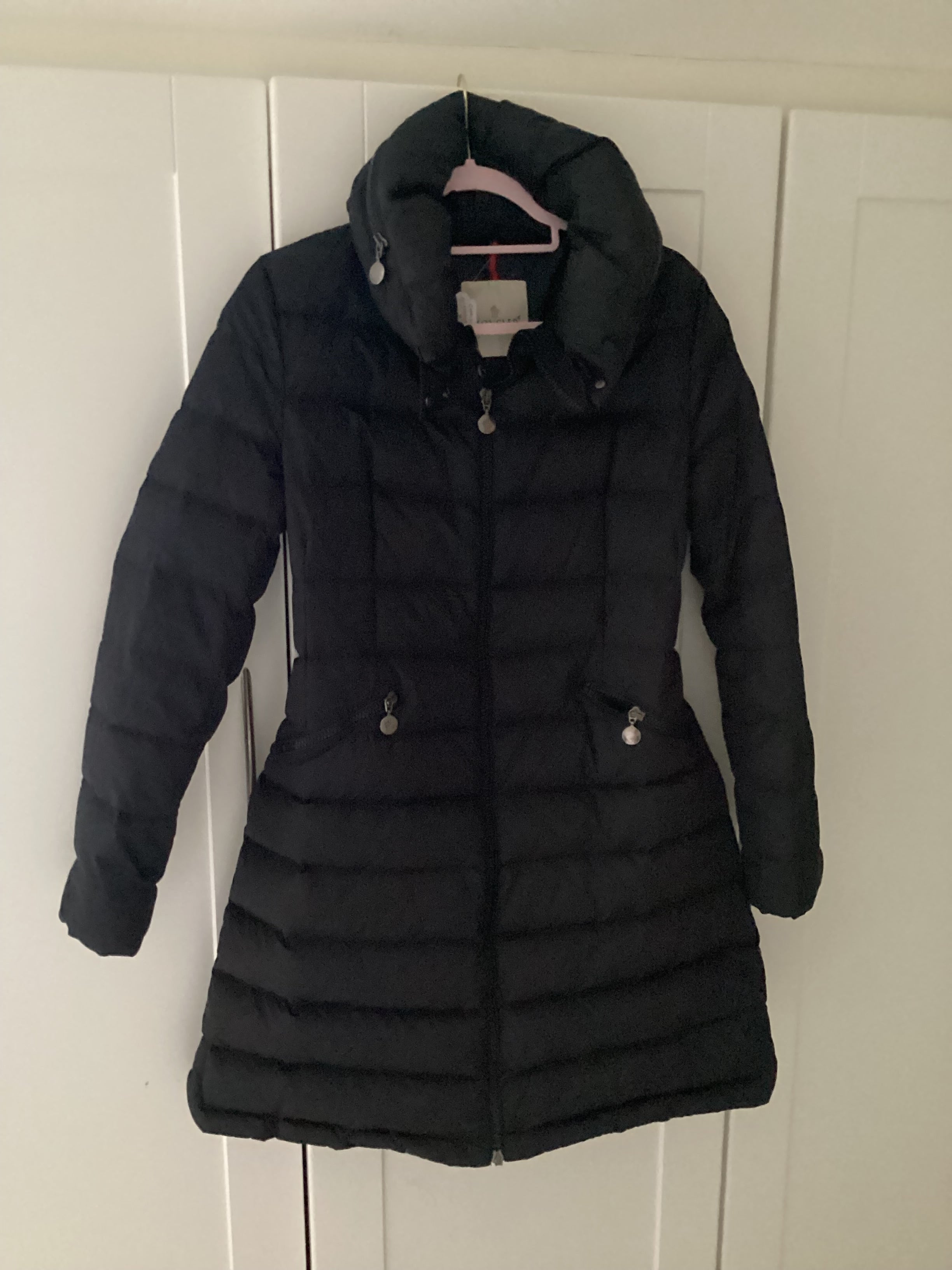 Moncler Black Flamette Coat Size 2