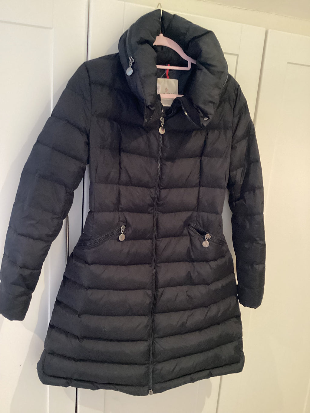 Moncler Black Flamette Coat Size 2