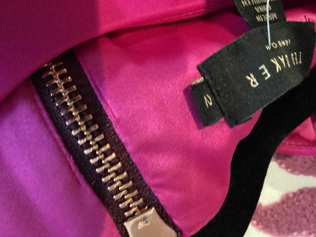 Ted Baker Pink & Burgundy Pencil Dress Size 2