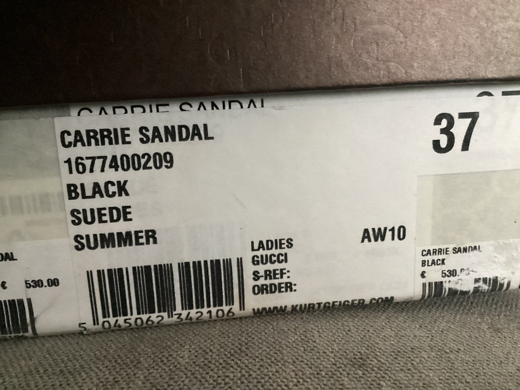 Gucci Black Suede ‘Carrie’ Sandals Size 37