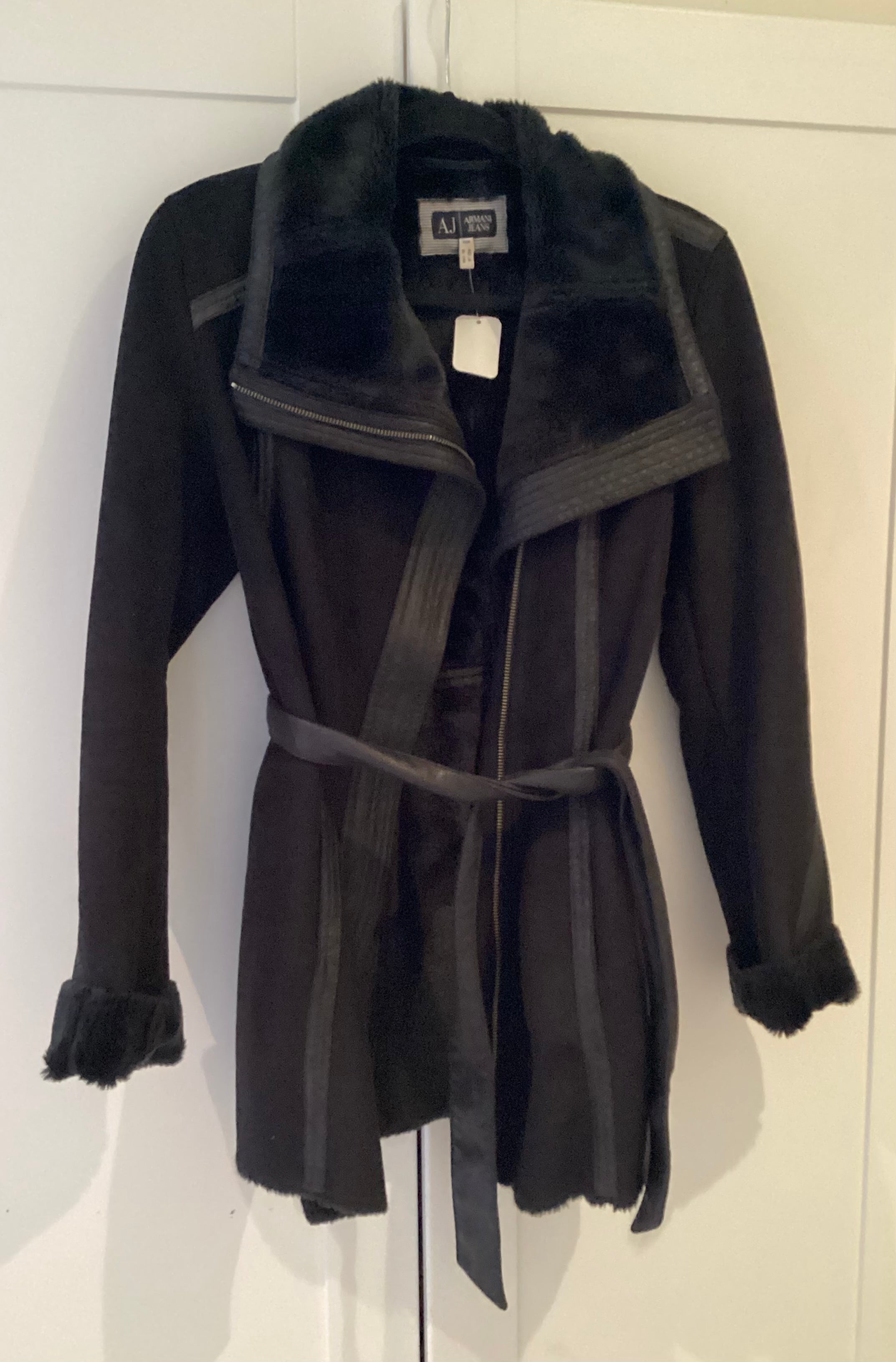 Armani Faux Suede and Fur Jacket Size 40