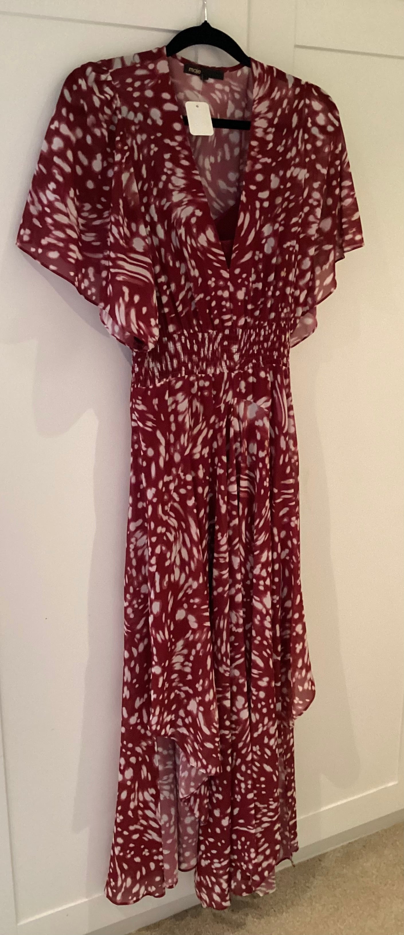 Maje ‘Richelle’ Red Chiffon Dress Size 38